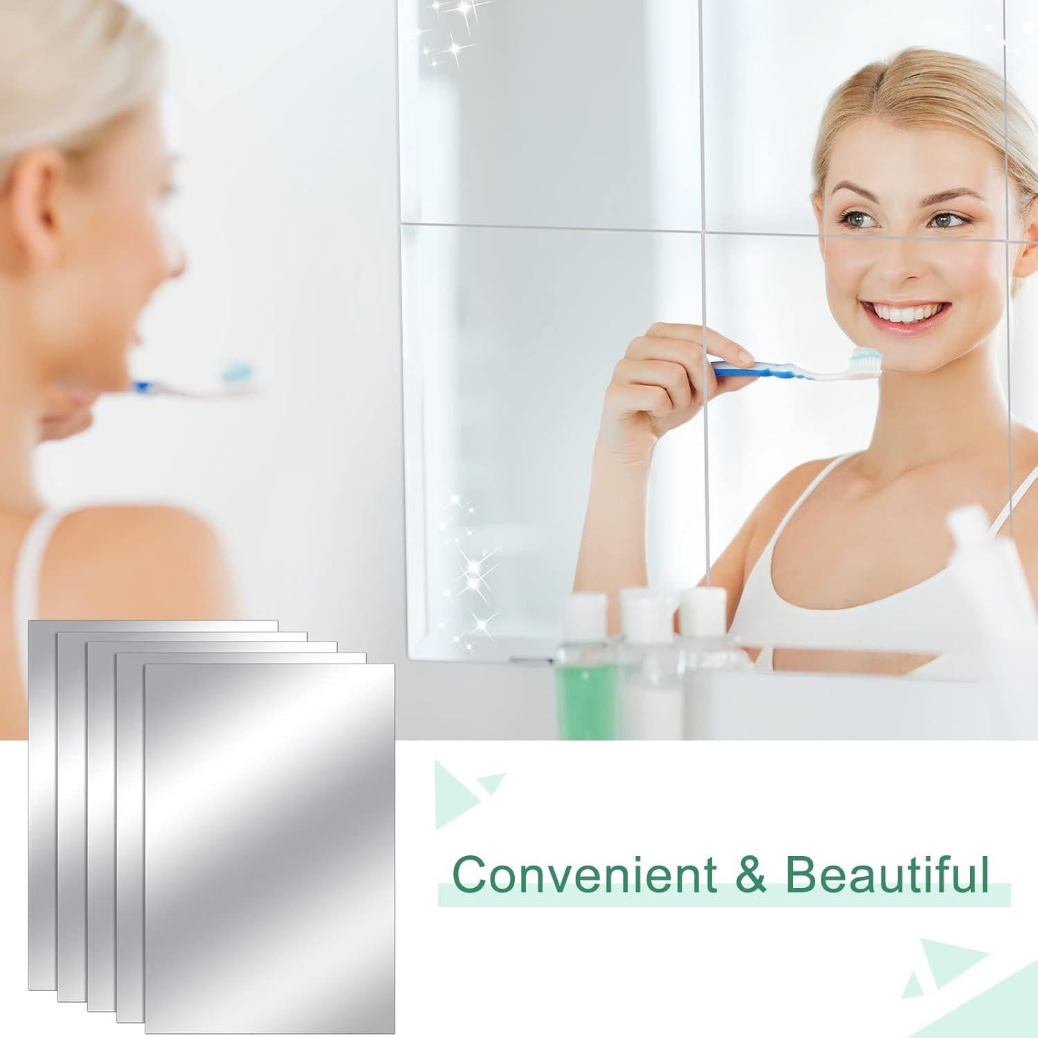 80 Hojas de Espejo Autoadhesivas Tuanse 10x15 cm Plata