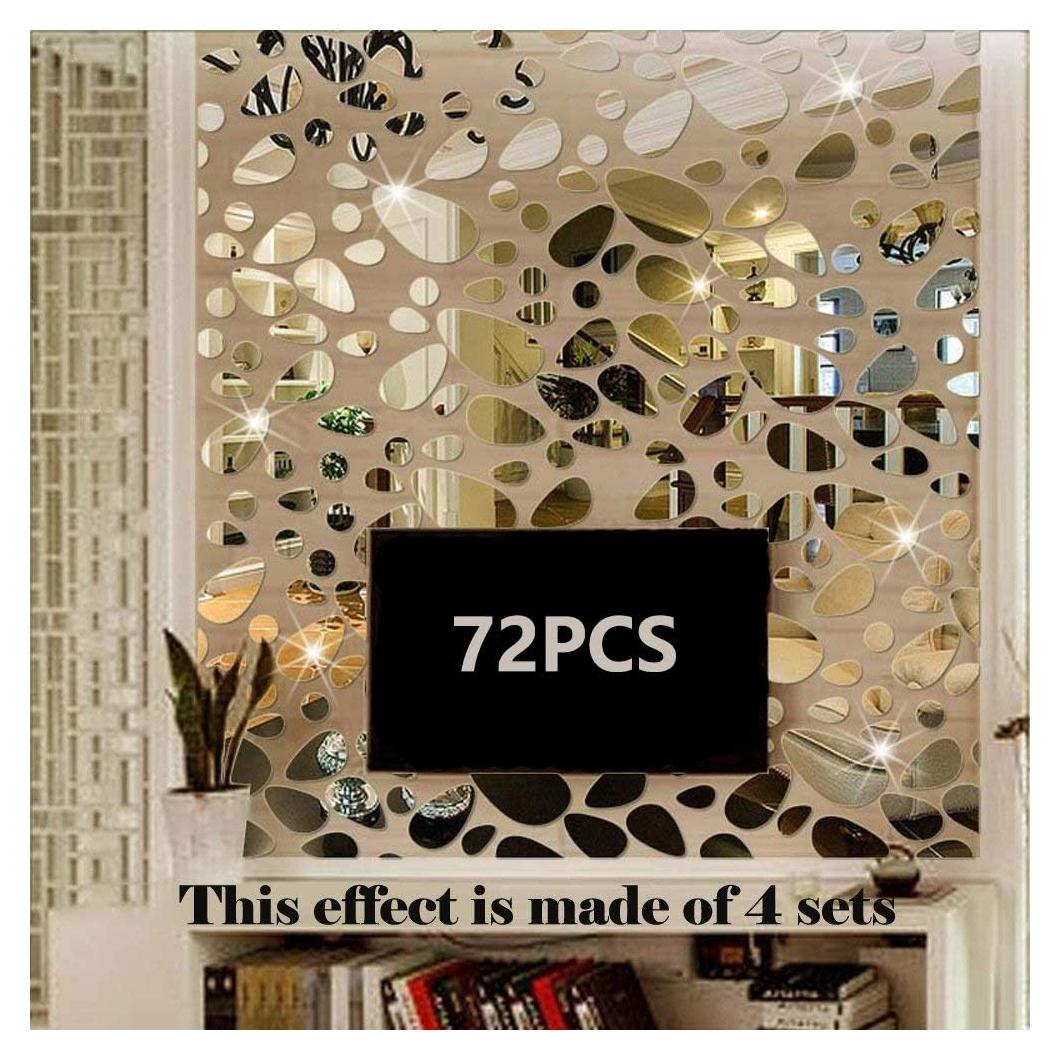 Calcomanías de Espejo TTSAM 72 Piezas Decoración Plata