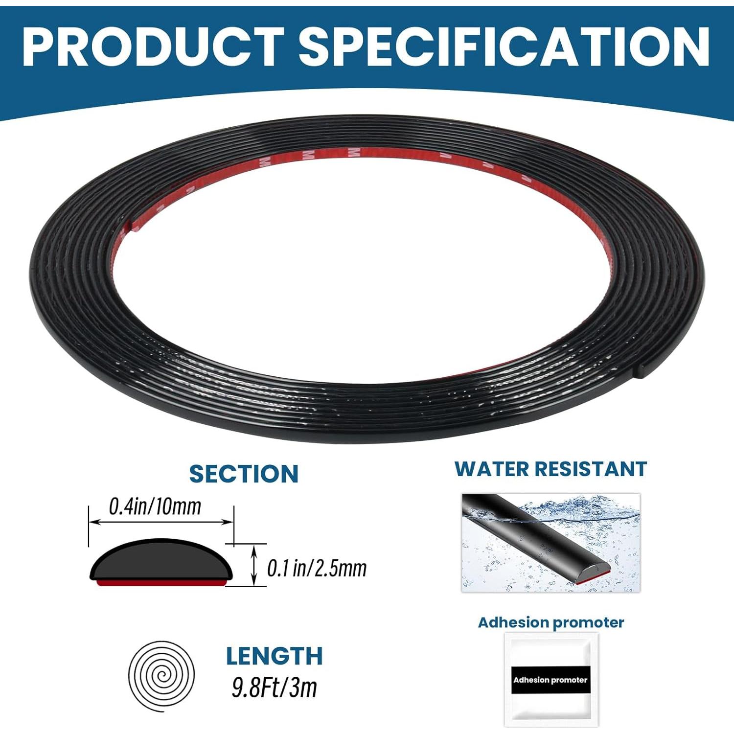 Moldura de Pared Flexible Autoadhesiva Yskzyz 2.99m Negro