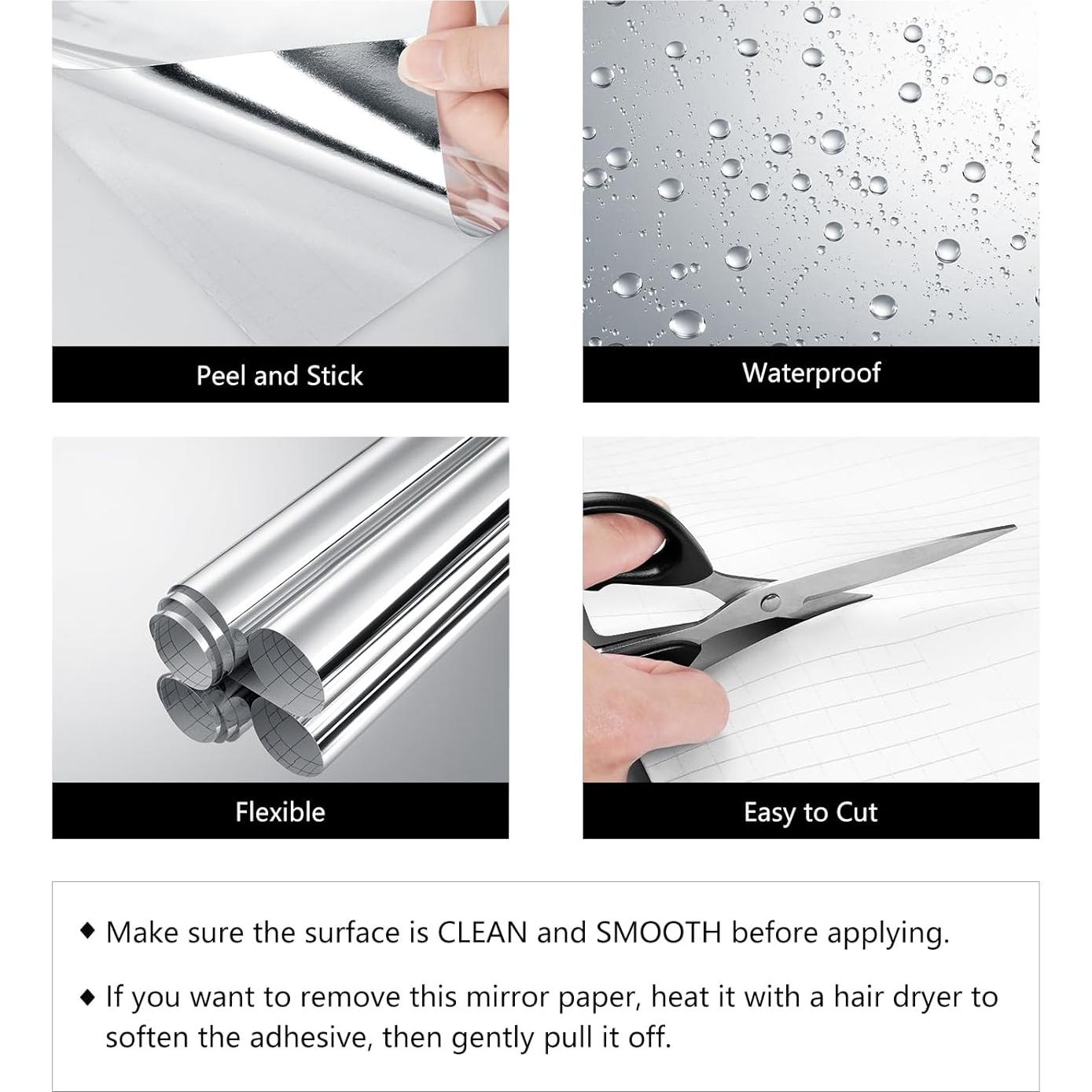 Pegatinas de Espejo Autoadhesivas LaCheery 40.13x203.2 cm