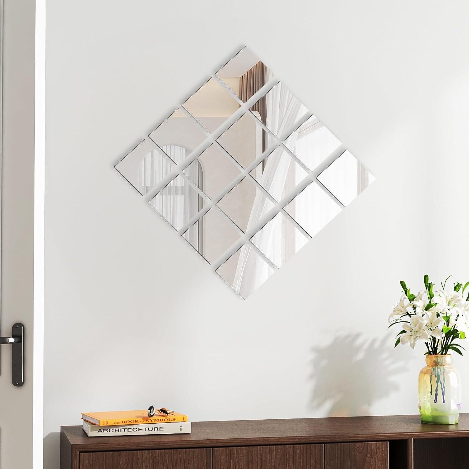 Paquete de 50 Azulejos de Espejo Cuadrados Suwimut 10x10 cm