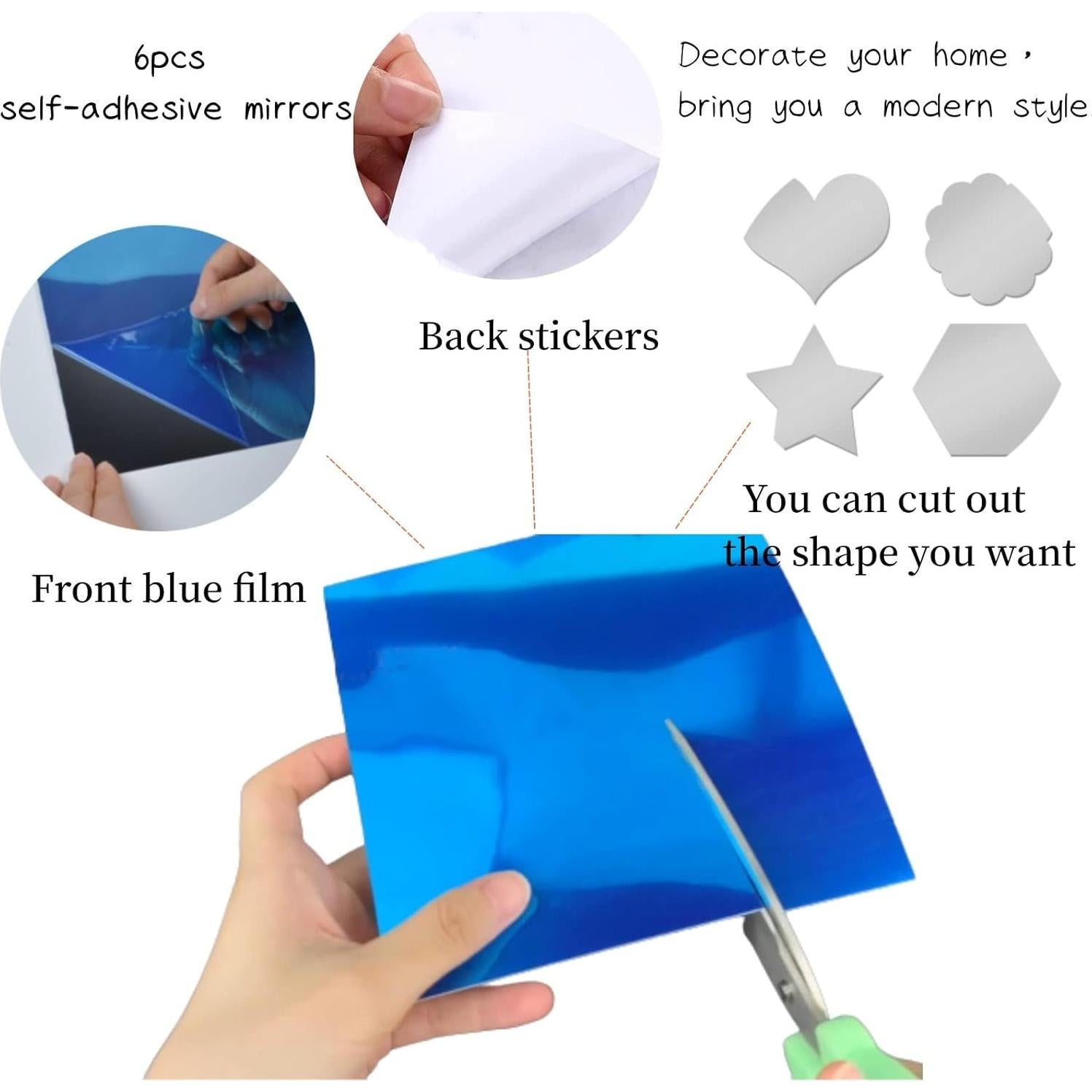 Espejos Acrílicos Autoadhesivos YVPSI 6 Pcs 20x15 cm