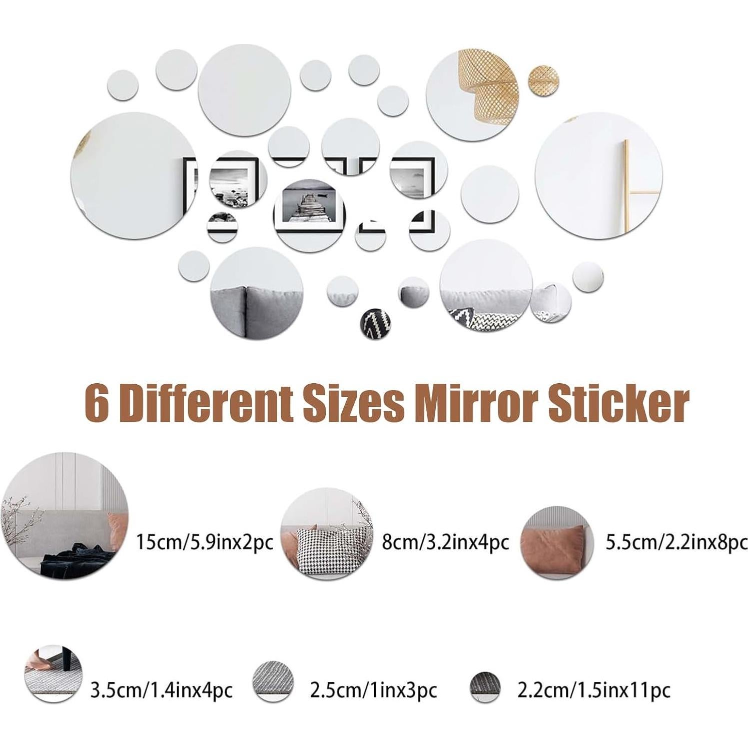 Espejos Acrílicos Autoadhesivos CEYAZYE 32 Piezas Redondos