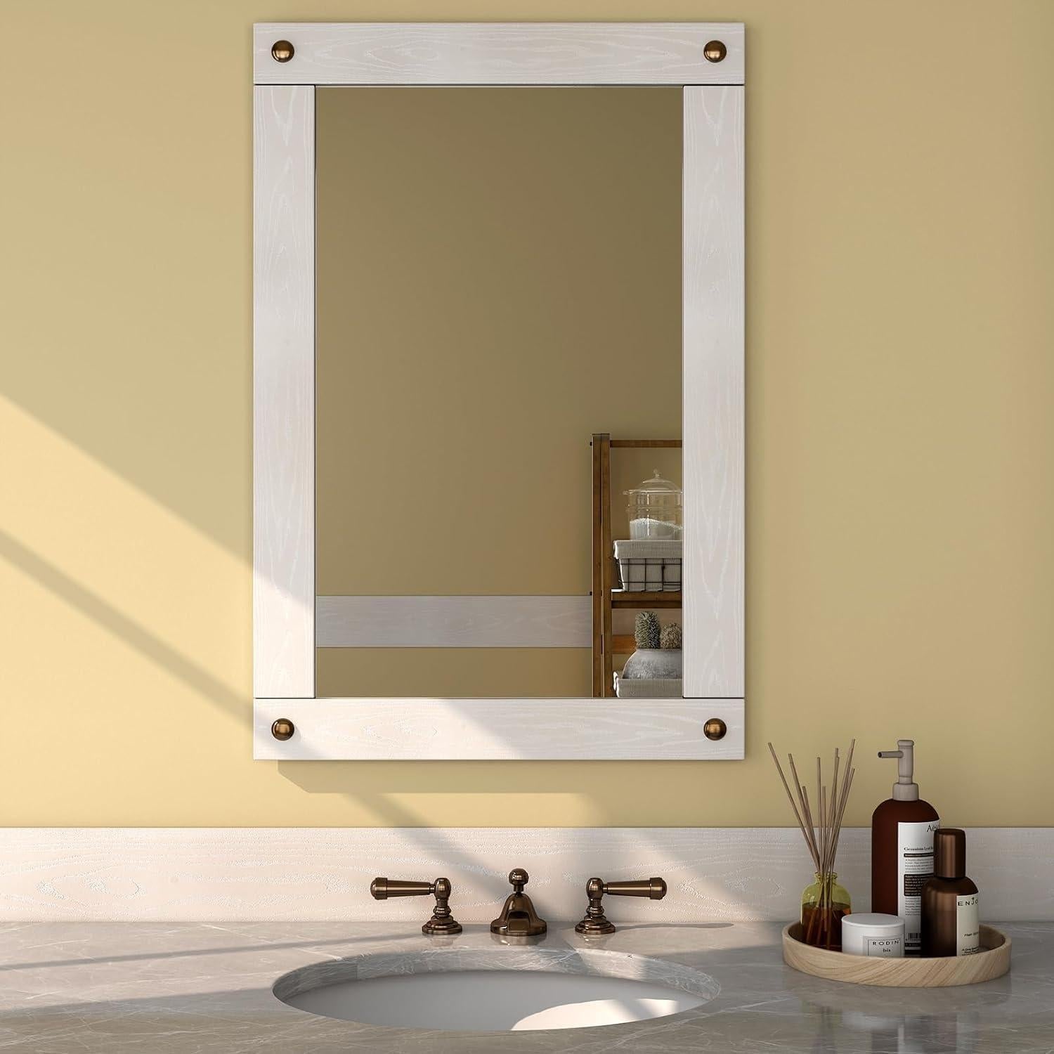 Borde Autoadhesivo de Espejo YENHOME 7.5cm x 6m Blanco Madera