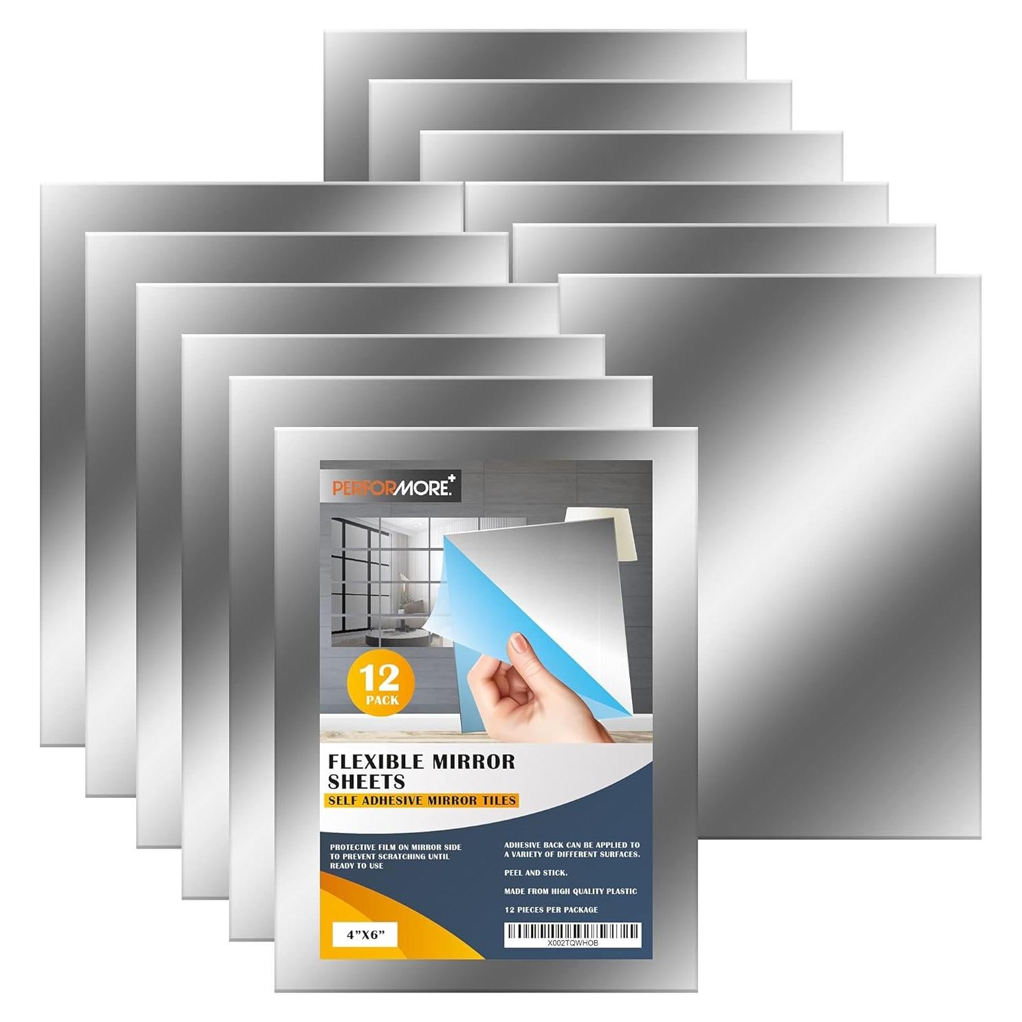 Hojas de Espejo Autoadhesivas Performore 10x15 cm - 12 Piezas