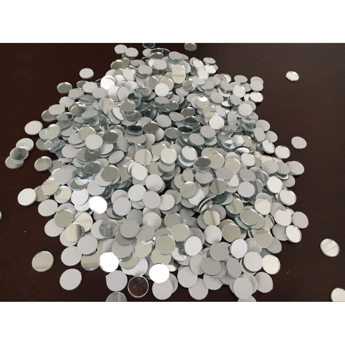 400 Espejos Redondos de Vidrio Mosaico MEYA 1x1cm Plateado