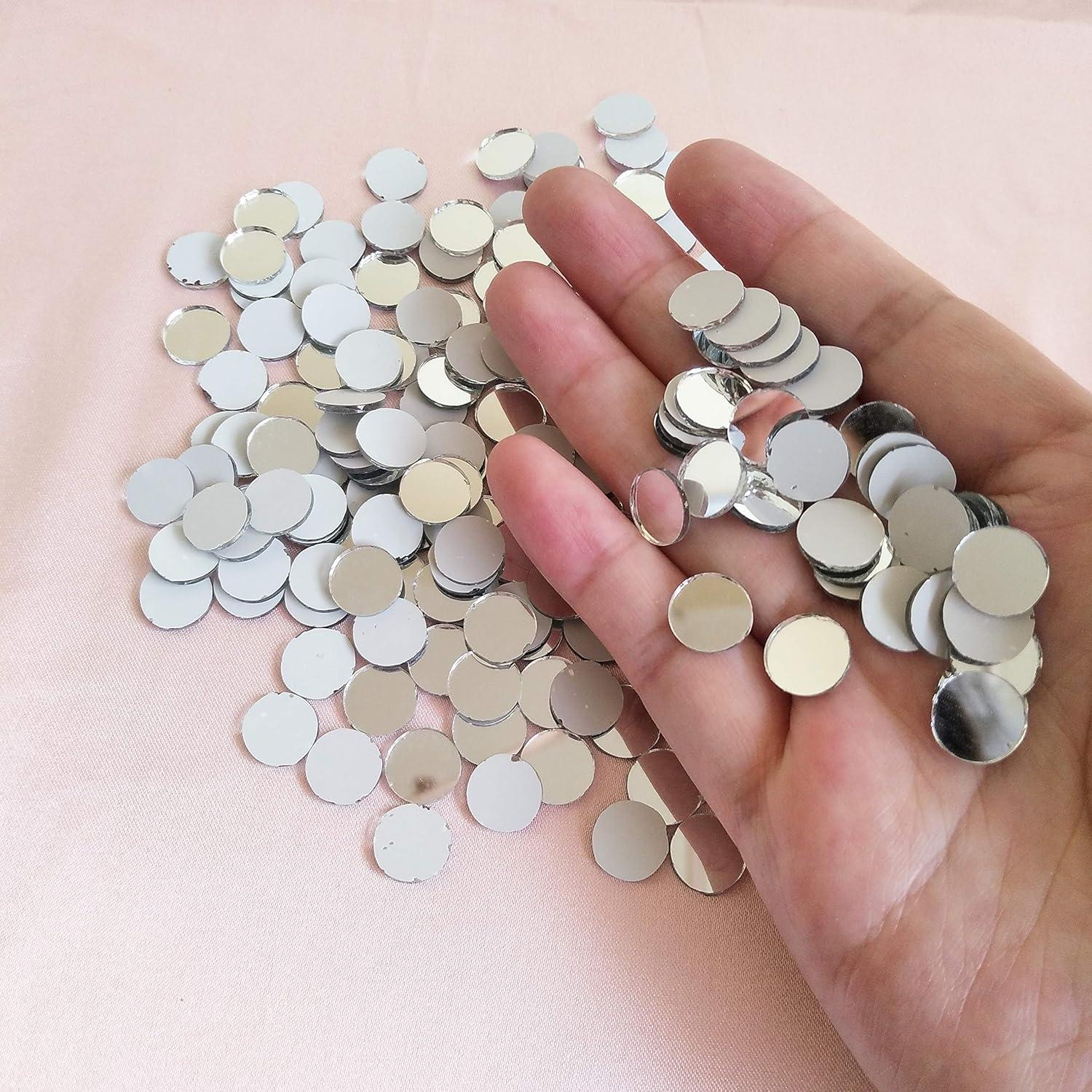 400 Espejos Redondos de Vidrio Mosaico MEYA 1x1cm Plateado