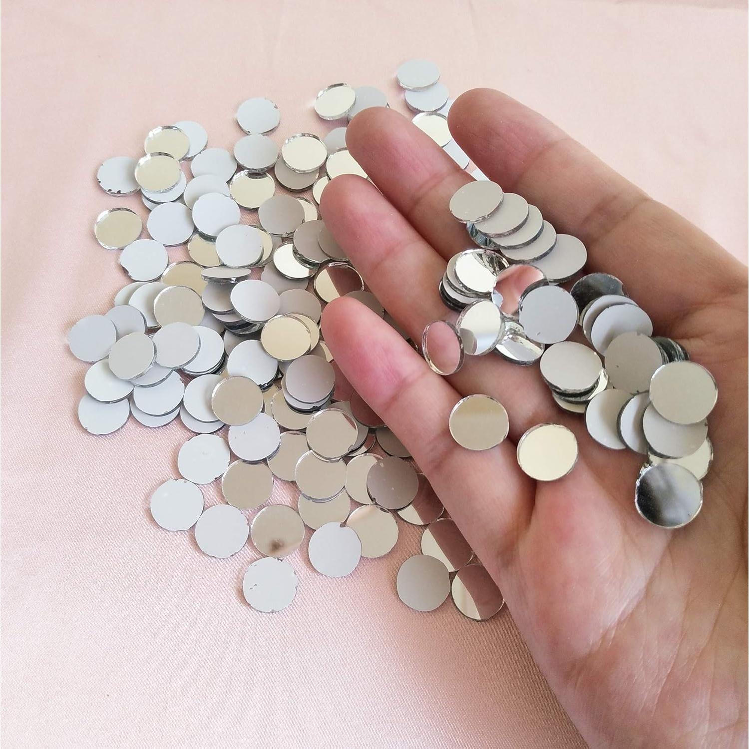 400 Espejos Redondos de Vidrio Mosaico MEYA 1x1cm Plateado