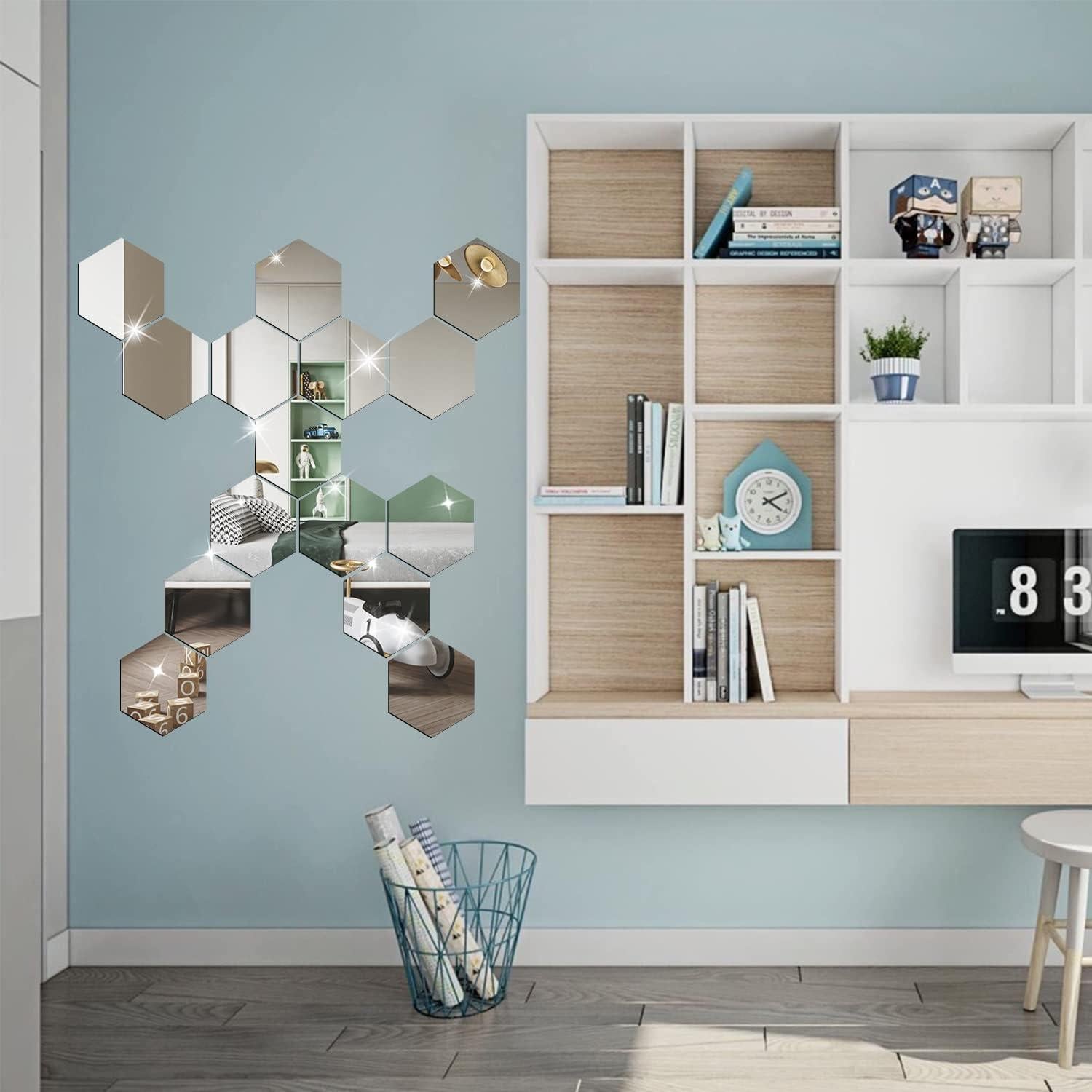 Juego de Calcomanías de Espejo Acrílico Naildoki 12 Pcs Plata