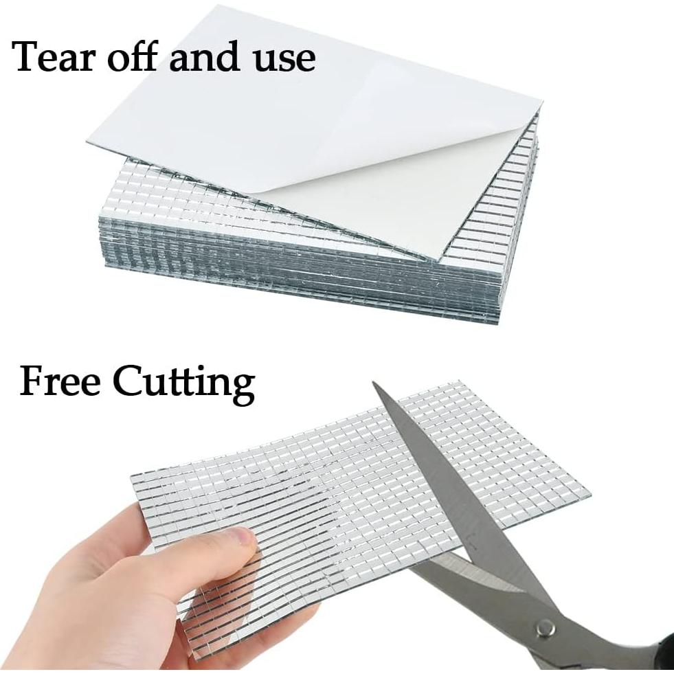 Azulejos de Espejo Autoadhesivos OTYMIOW 12000 Piezas Plata 5x5mm