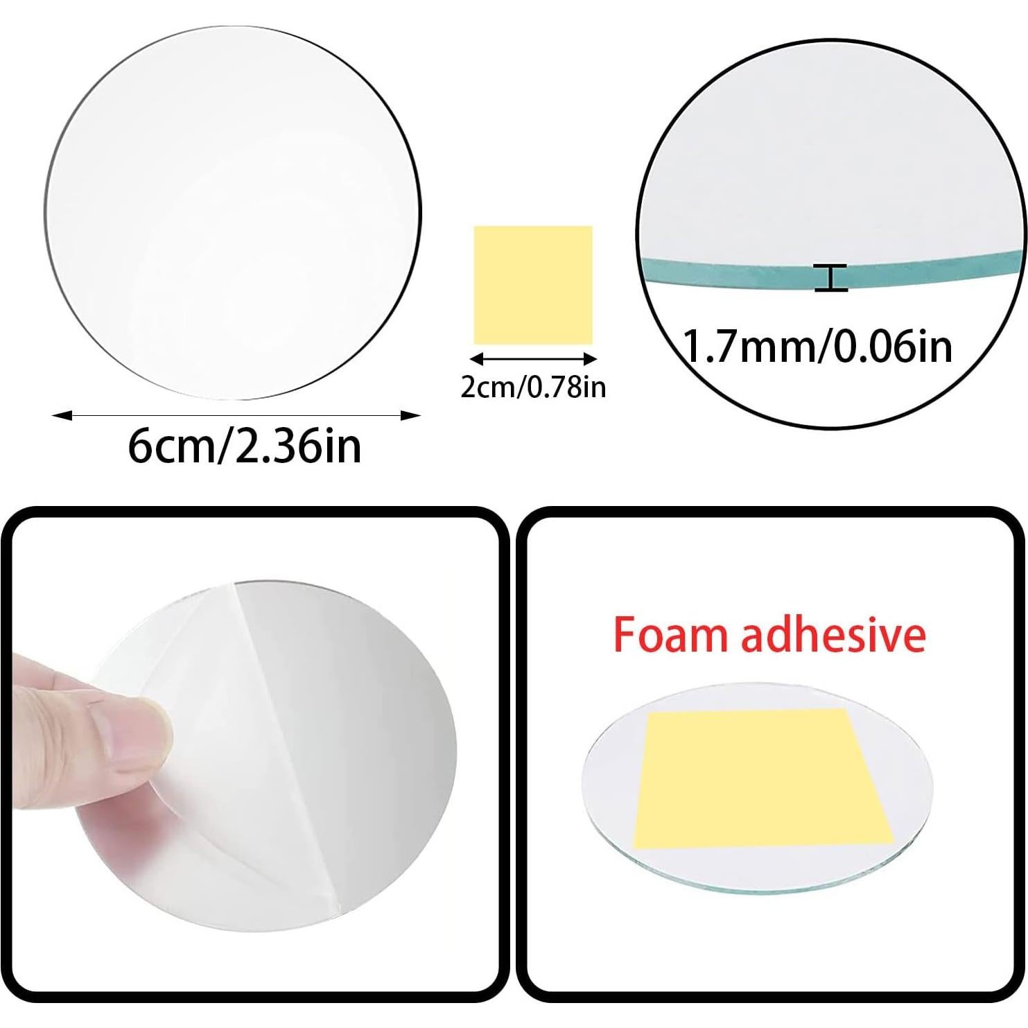 20 Espejos Redondos Autoadhesivos DARENYI 6cm para Manualidades