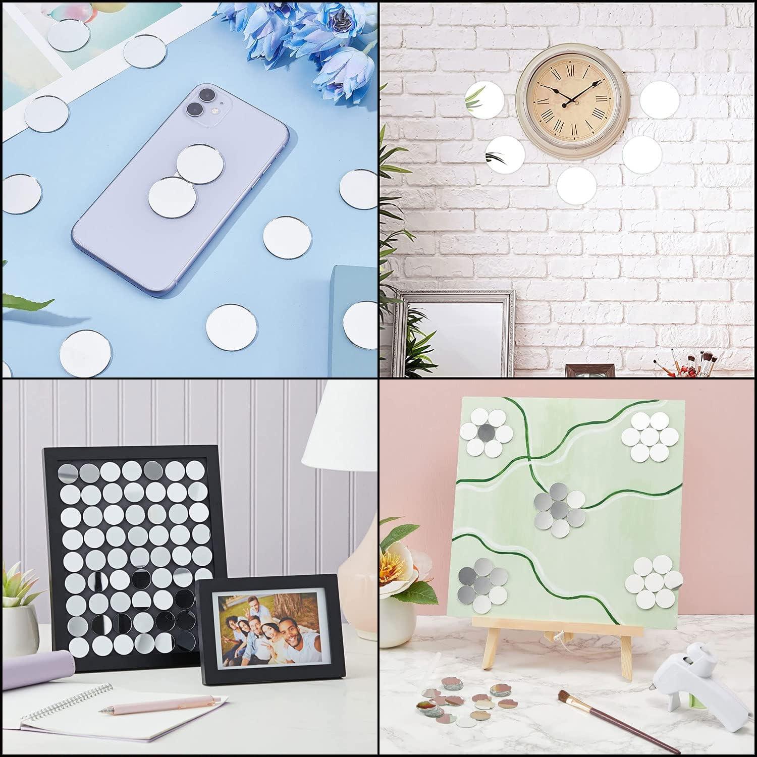 20 Espejos Redondos Autoadhesivos DARENYI 6cm para Manualidades