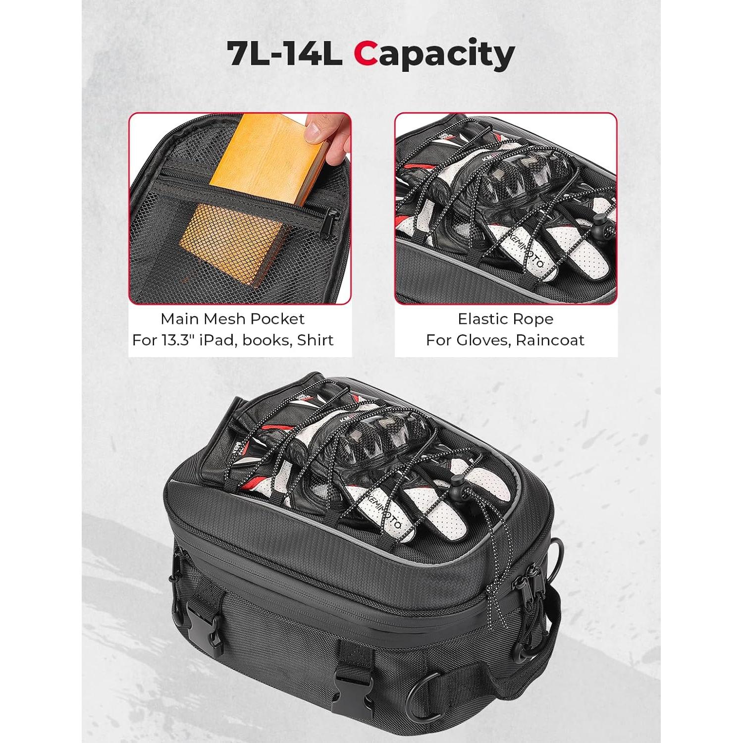 Bolsa de Cola KEMIMOTO para Motocicleta 7-14L Impermeable