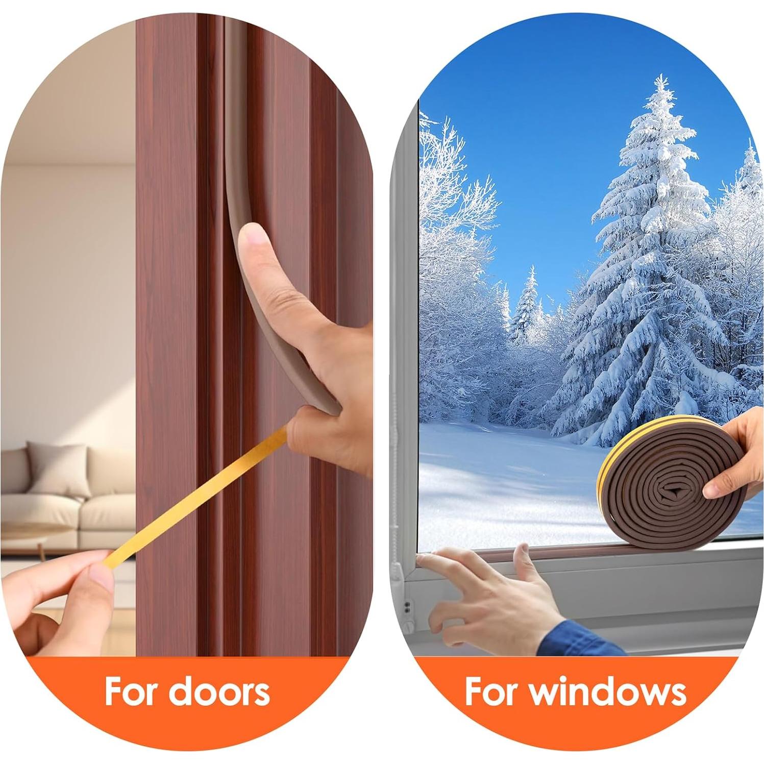 Tira de Sellado para Puertas YOUSHARES 6m Caucho Marrón