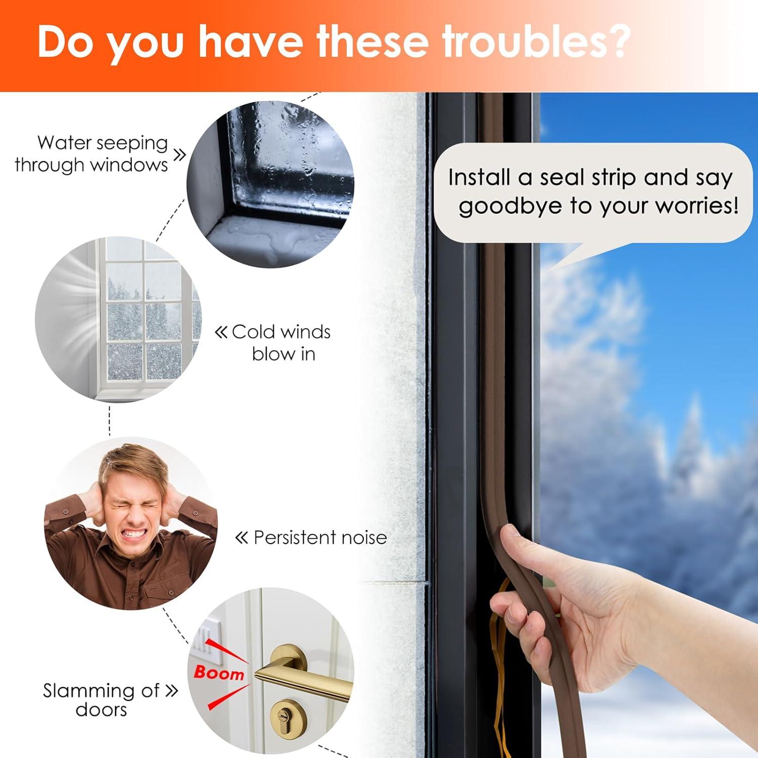 Tira de Sellado para Puertas YOUSHARES 6m Caucho Marrón