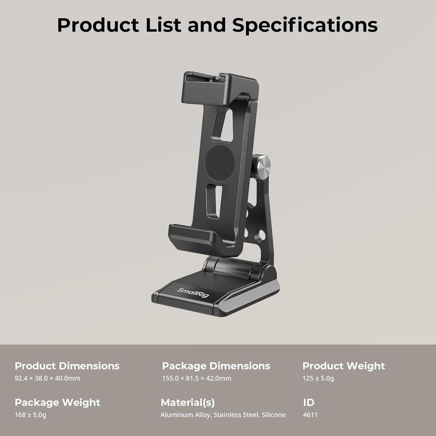 Soporte de Teléfono SmallRig 4611 para Trípode Arca-Swiss