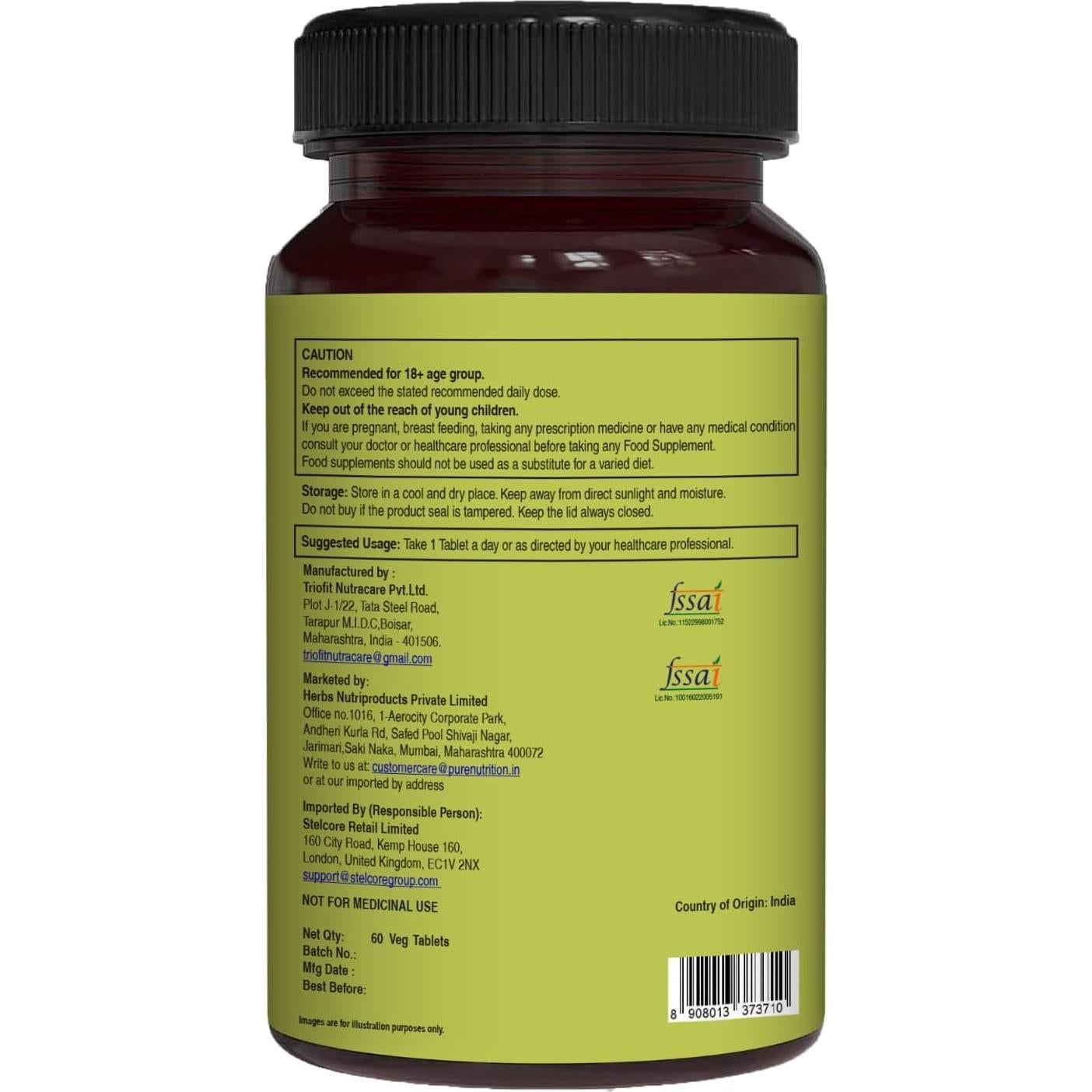 Multivitamínico Natural para Hombres Pure Nutrition 60 Tabletas