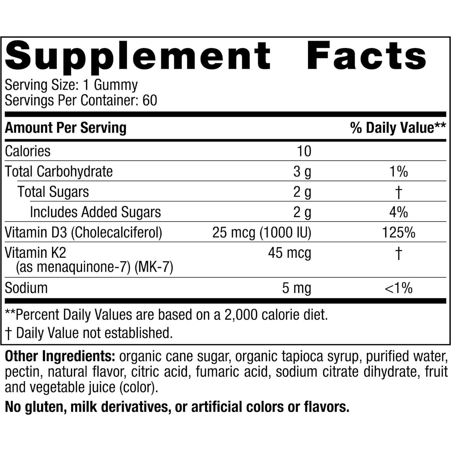 Gomitas de Vitamina D3 + K2 Nordic Naturals 60 Unidades 1000 UI