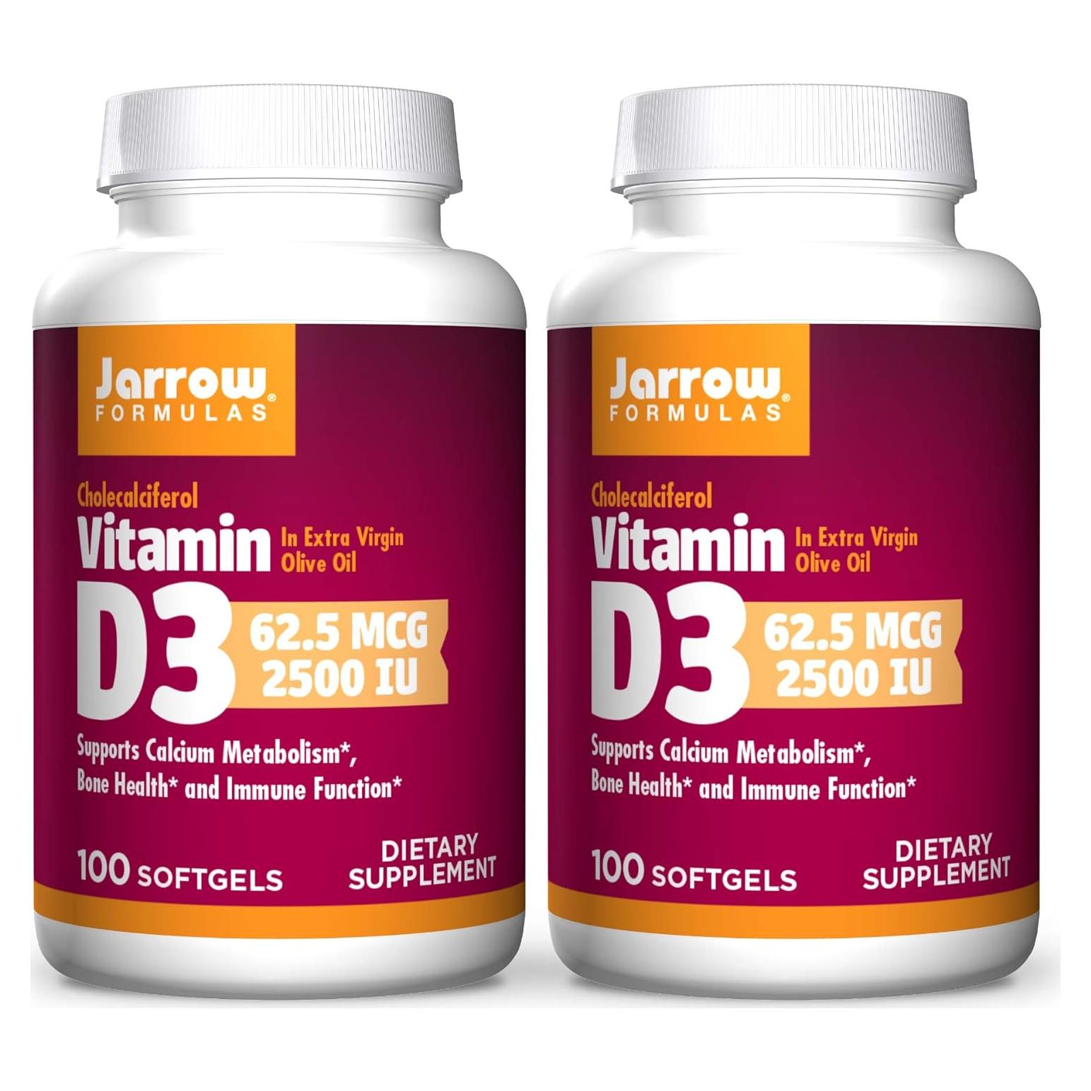Vitamina D3 2500 UI Jarrow Formulas - 100 Gelatinas Blandas