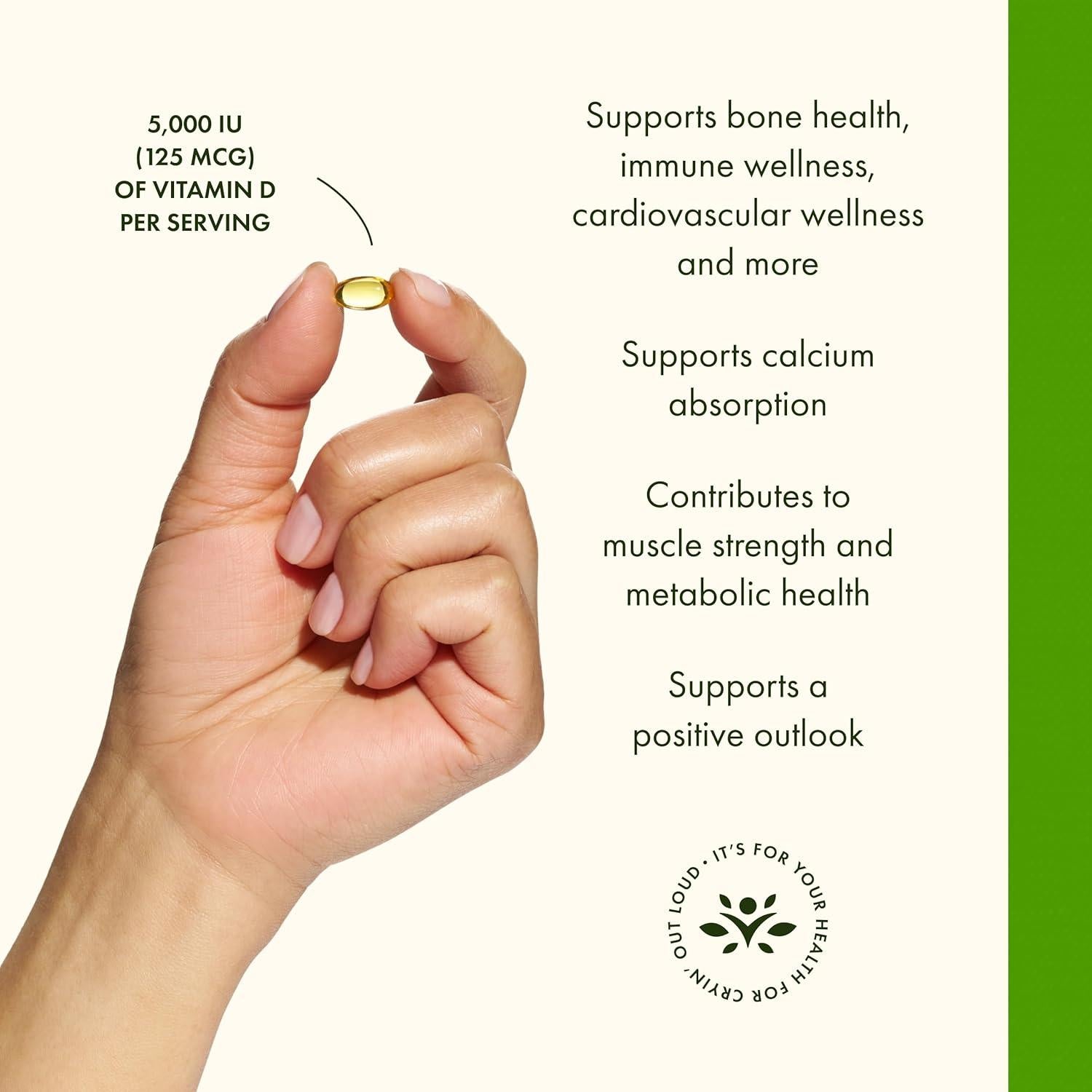 Swanson Vitamina D3 5000 UI 125 mcg 250 Cápsulas Suplemento