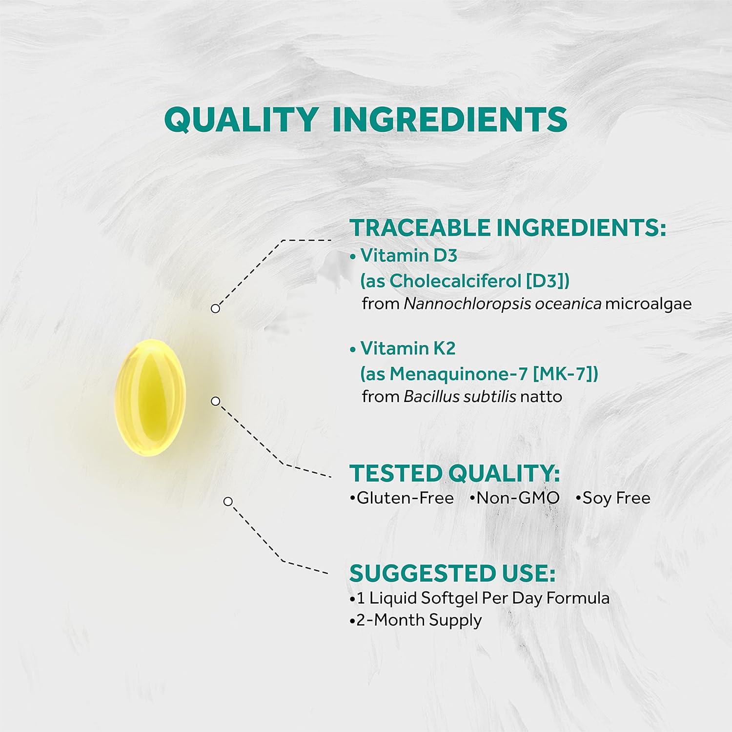 Vitamina D3 + K2 Vegana Naturalis 5000iu 120mcg 60 Cápsulas