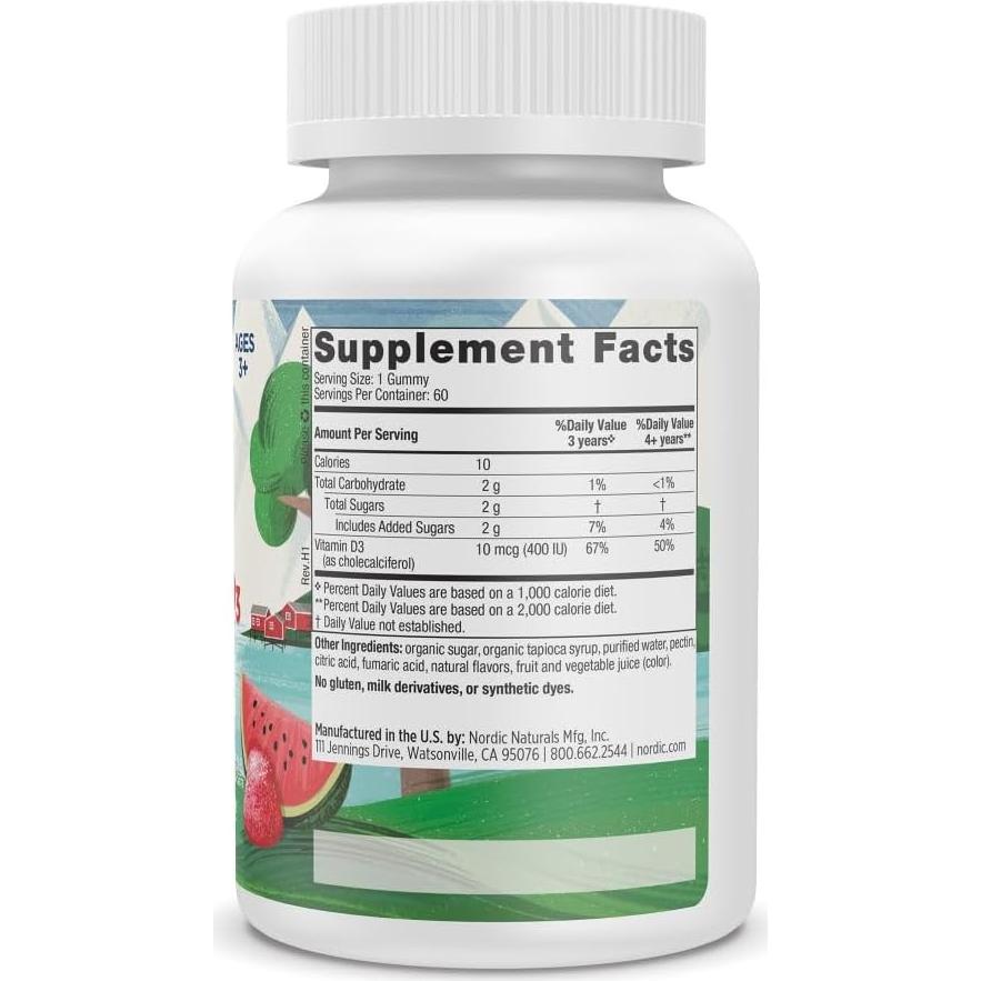 Gomitas de Vitamina D3 Nordic Naturals 60 unidades Sabor Sandía