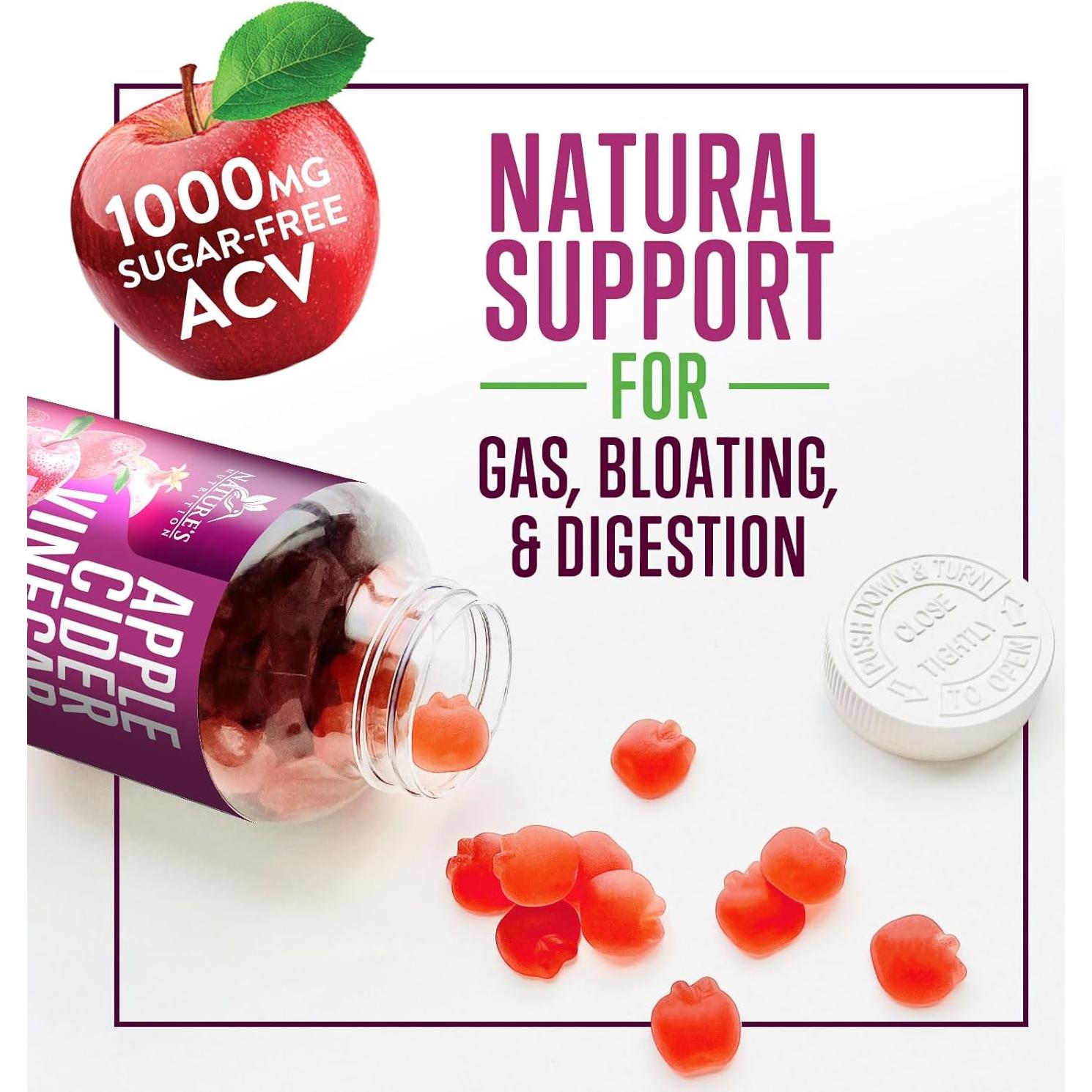 Gomitas de Vinagre de Sidra de Manzana Nature's Nutrition 1000mg - 60 Unidades