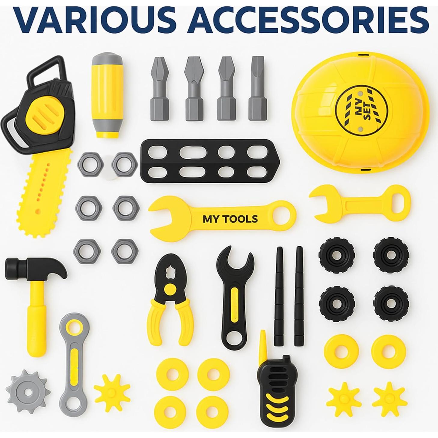 Banco de Trabajo para Niños TOMLEON con Taladro y Camiones