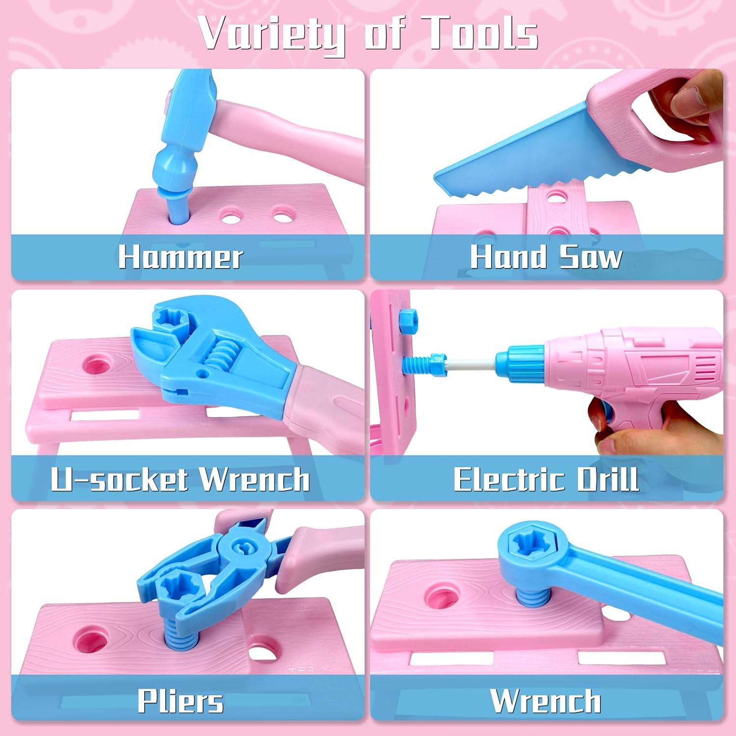 Juego de Herramientas para Niños 55 Piezas Verceco Rosa