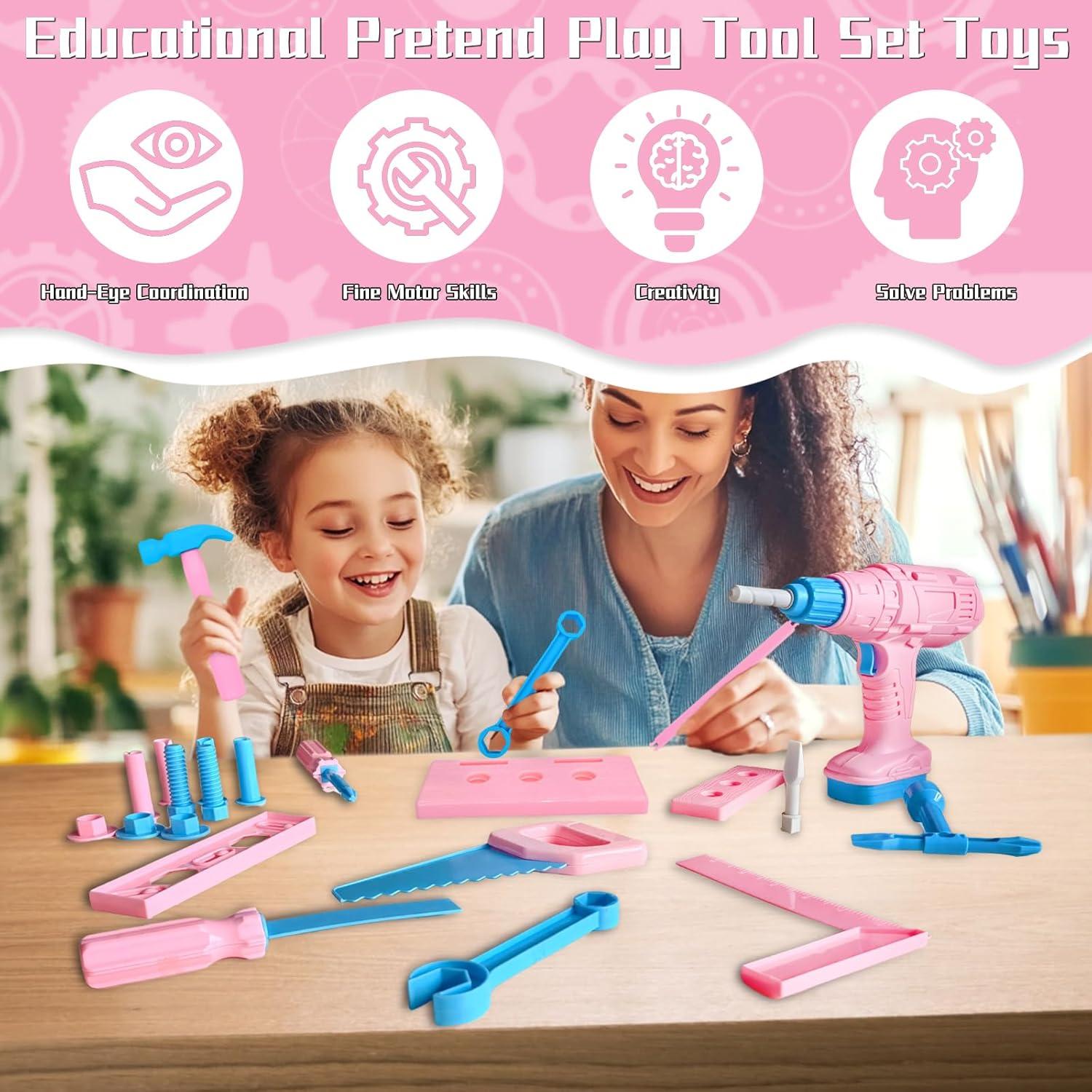 Juego de Herramientas para Niños 55 Piezas Verceco Rosa