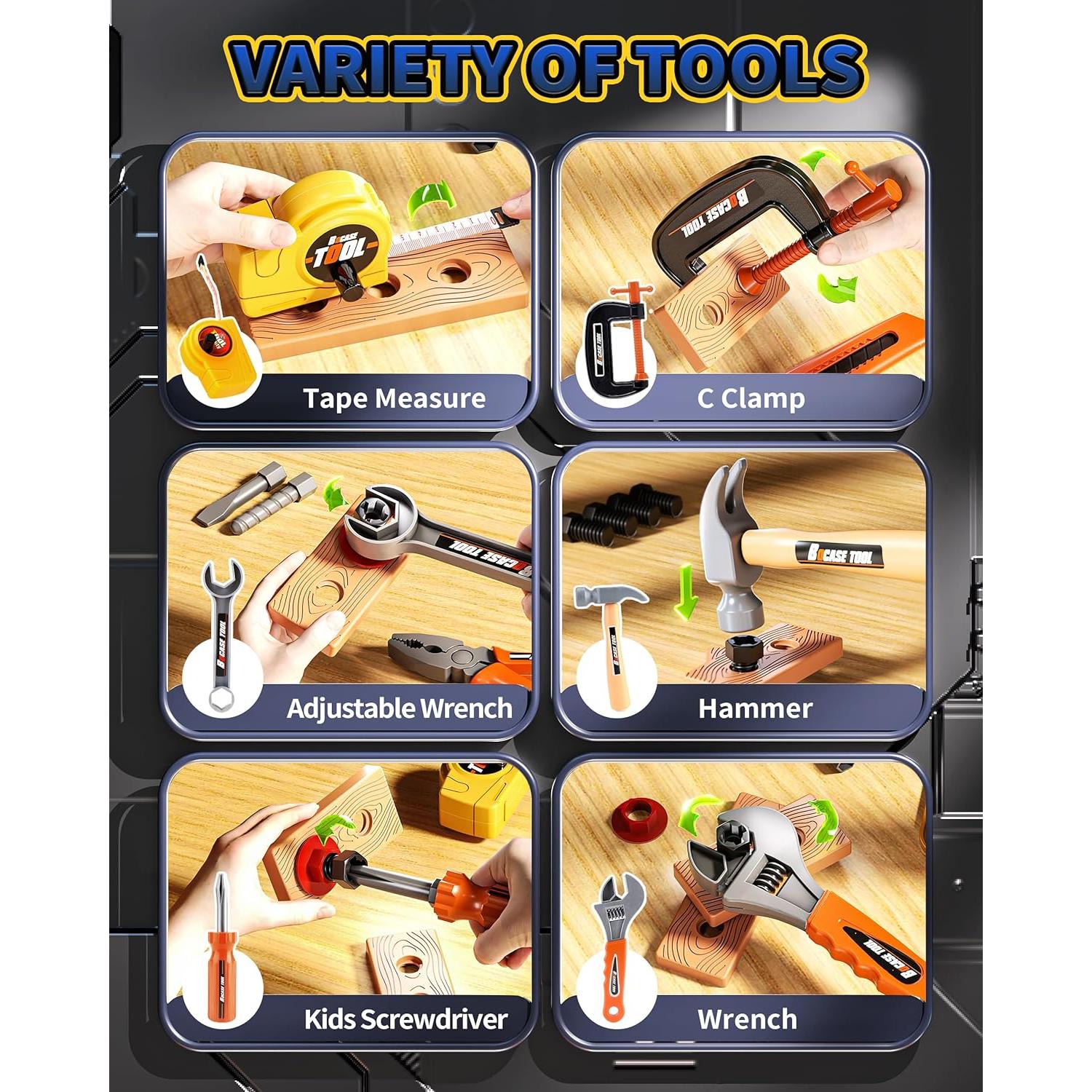 Juego de herramientas 36 piezas Eohemeral para niños 3-5 años