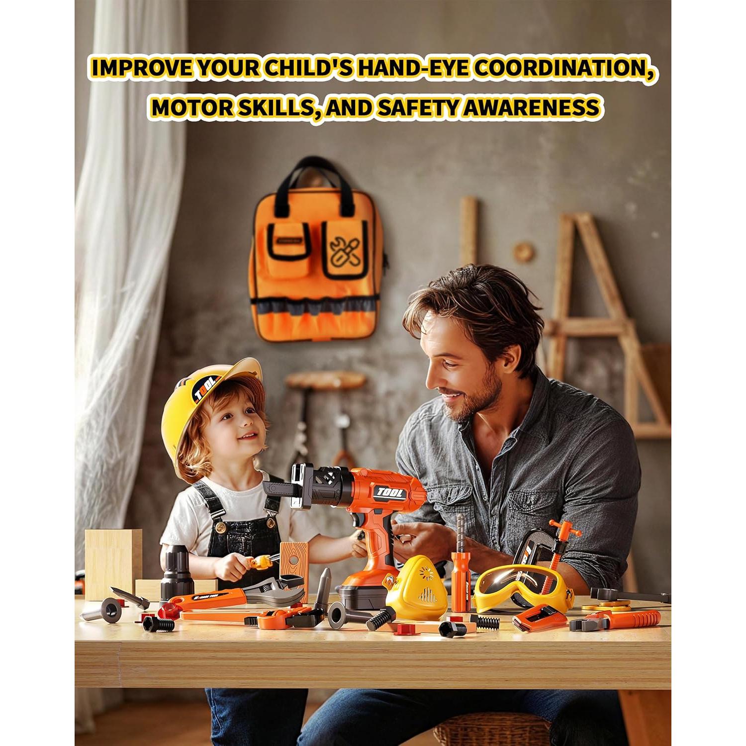 Juego de herramientas 36 piezas Eohemeral para niños 3-5 años