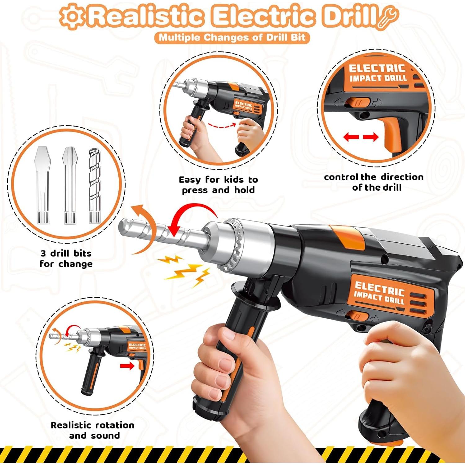 Juego de Herramientas para Niños BSTOYDER 41 Piezas con Taladro