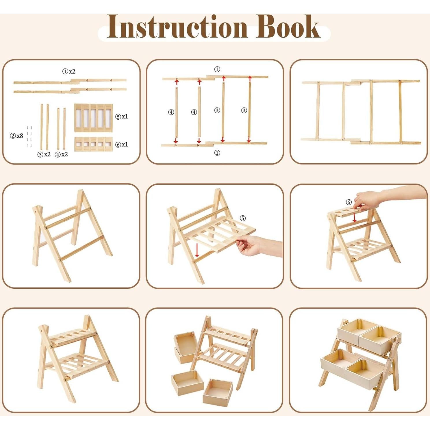 Juego de Comida de Madera Toyssa con Estante para Niños