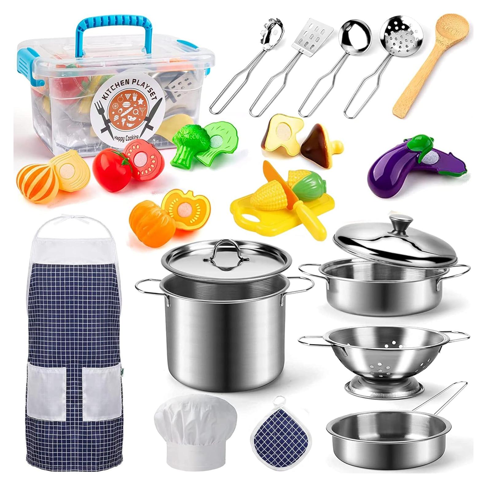 Set de Cocina de Juguete KODATEK 24 Piezas Acero Inoxidable