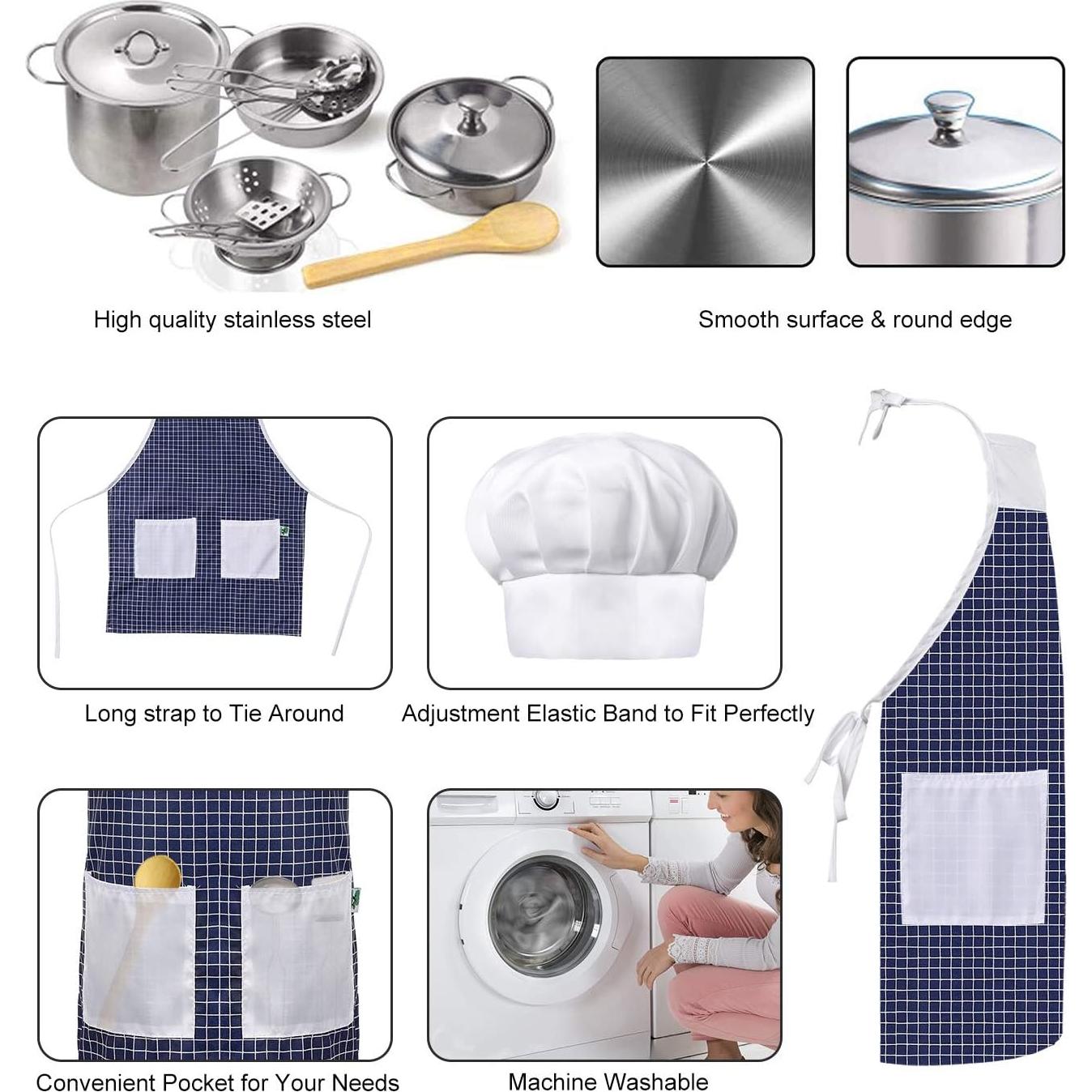 Set de Cocina de Juguete KODATEK 24 Piezas Acero Inoxidable