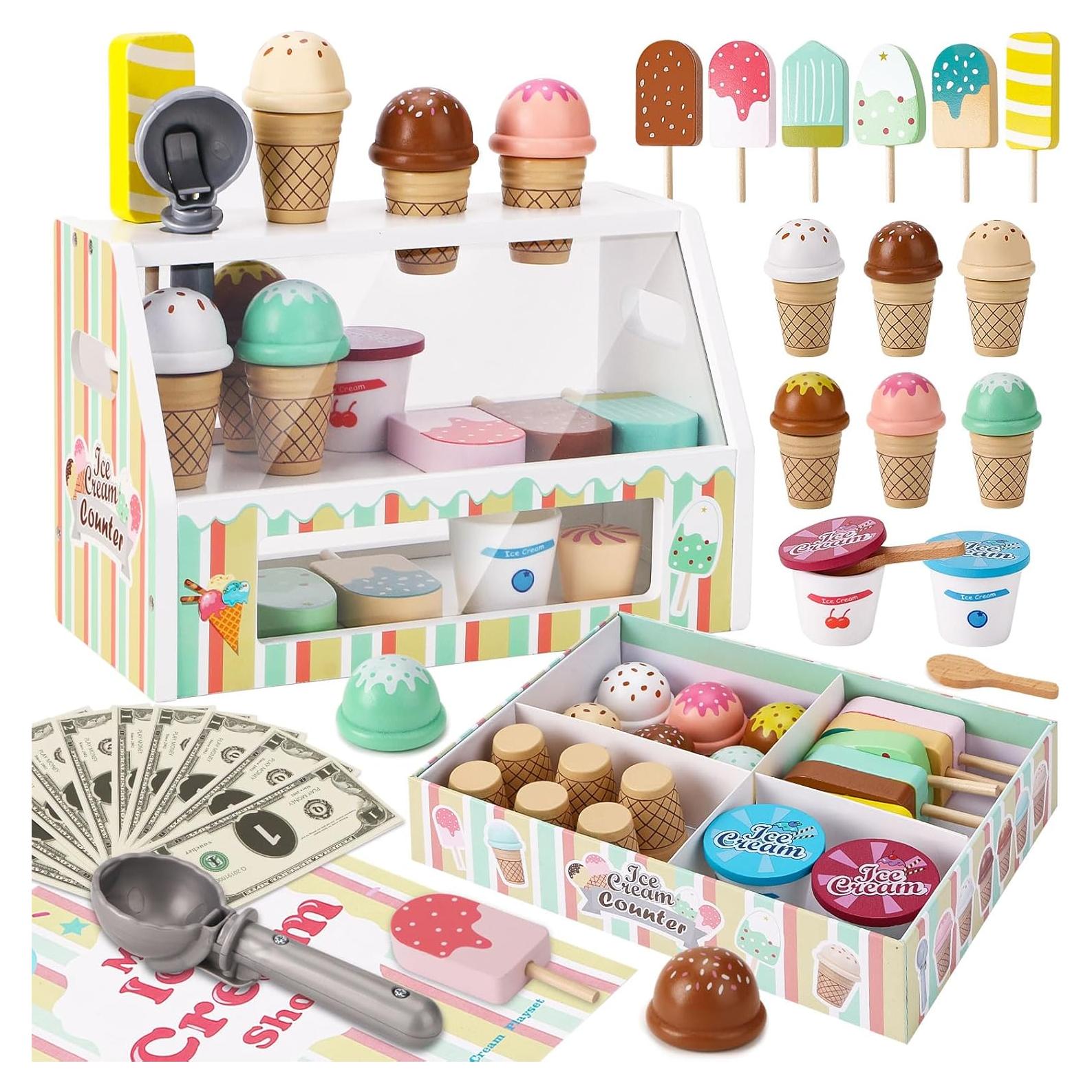 Set de Juguetes de Helado de Madera Peccvon 46 Piezas 3-8 Años