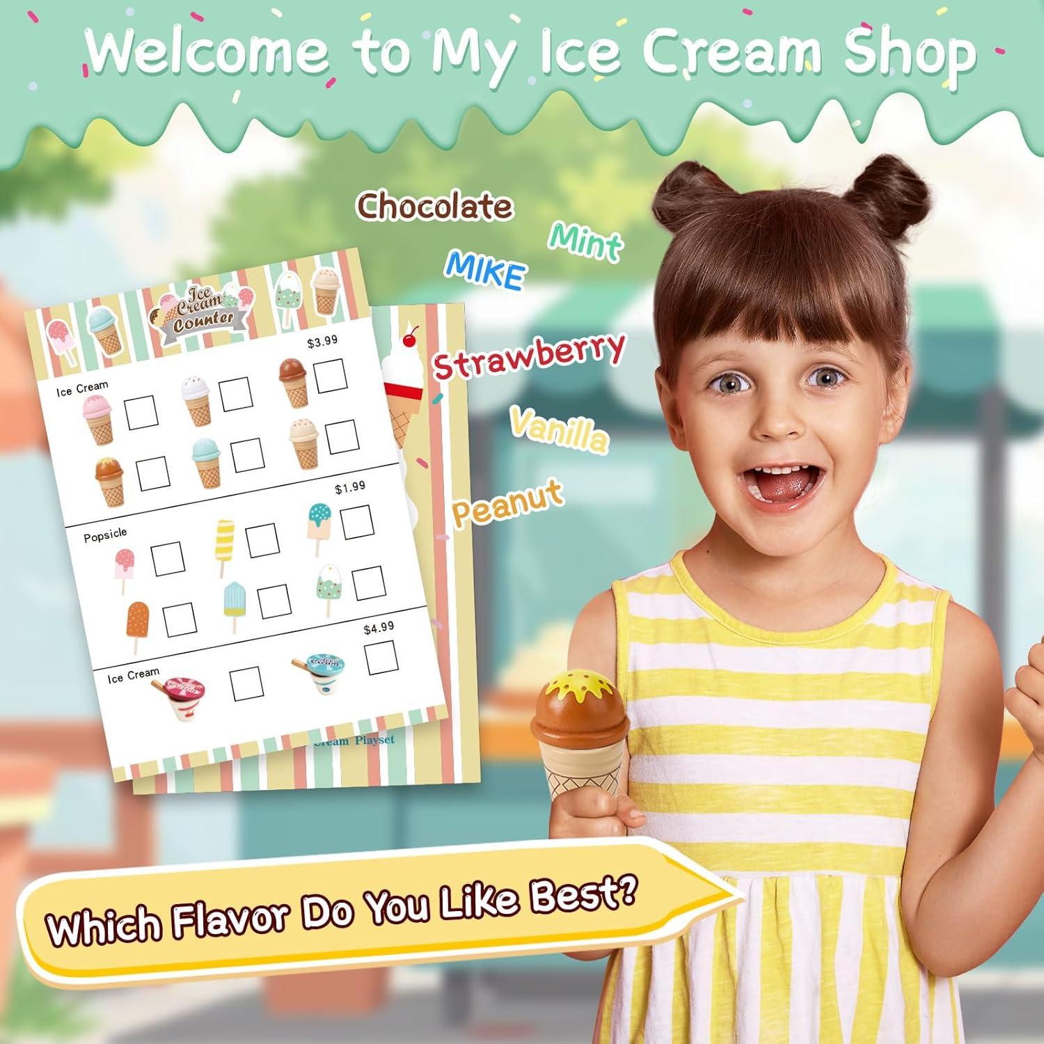 Set de Juguetes de Helado de Madera Peccvon 46 Piezas 3-8 Años