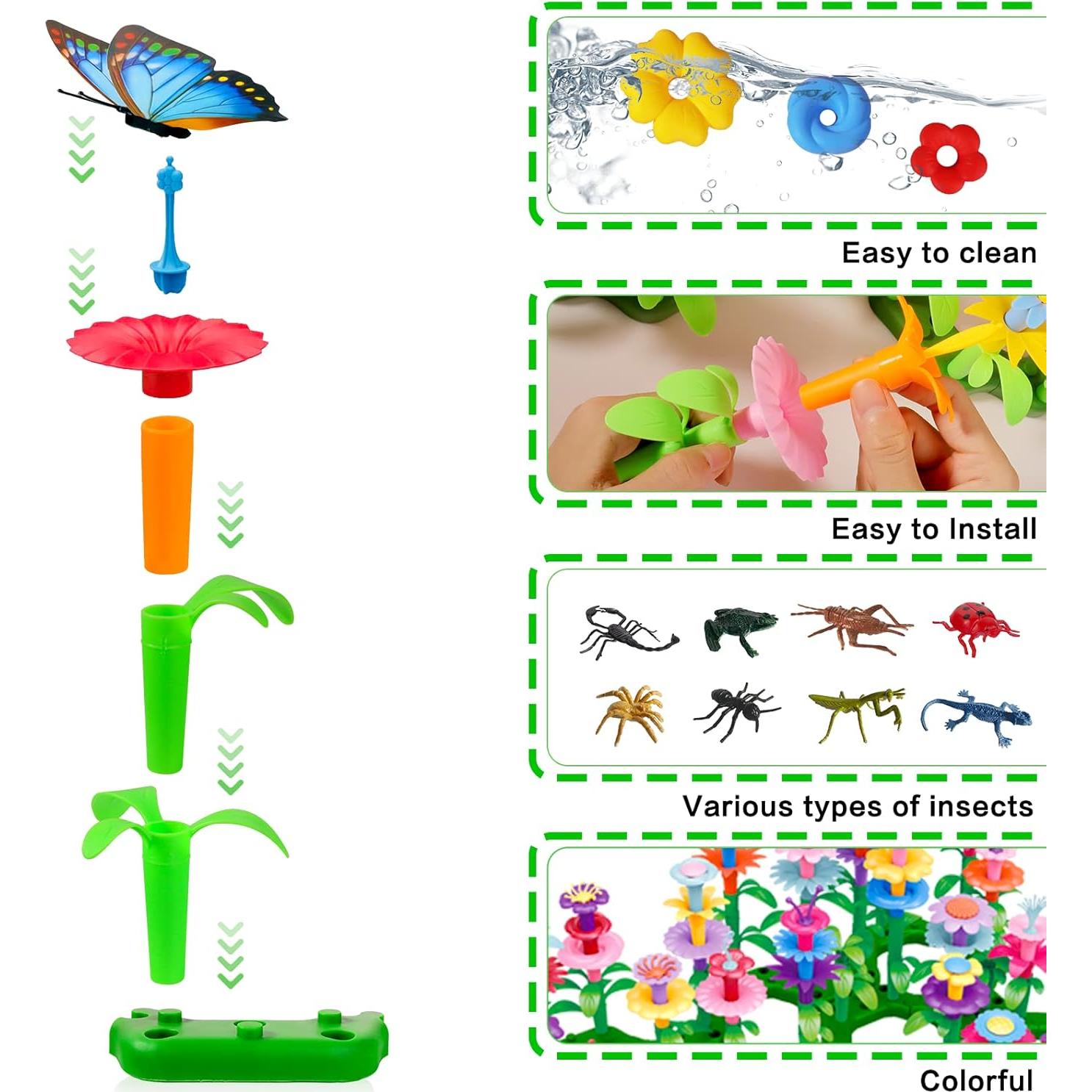 Set Jardinería Educativa 156 PCS Leetous Insectos y Flores