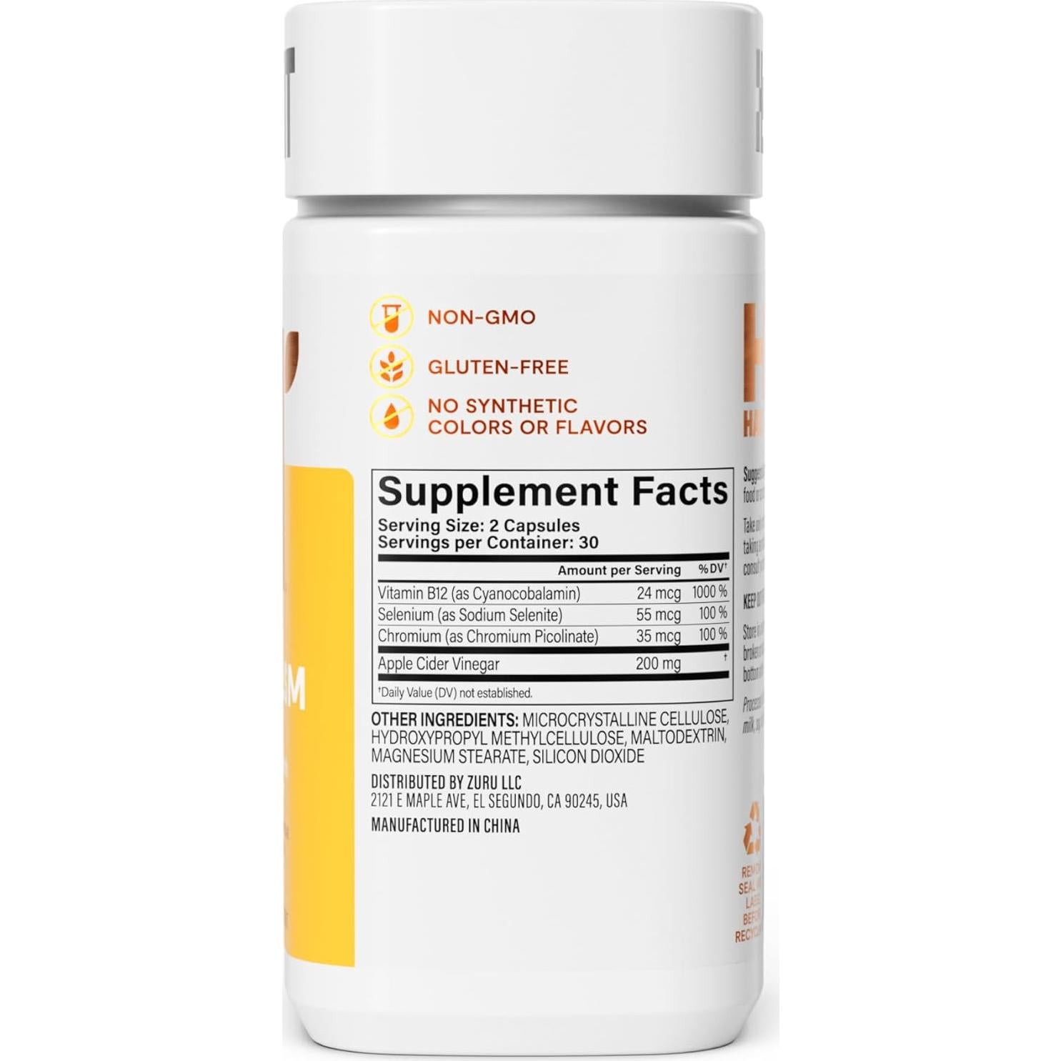 Suplemento Metabolismo Habit 60 Cápsulas Veganas B12 Selenio