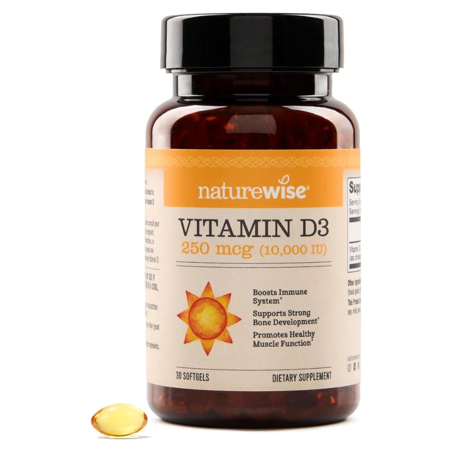 NatureWise Vitamina D3 10,000UI 30 Mini Softgels - Soporte Inmunológico