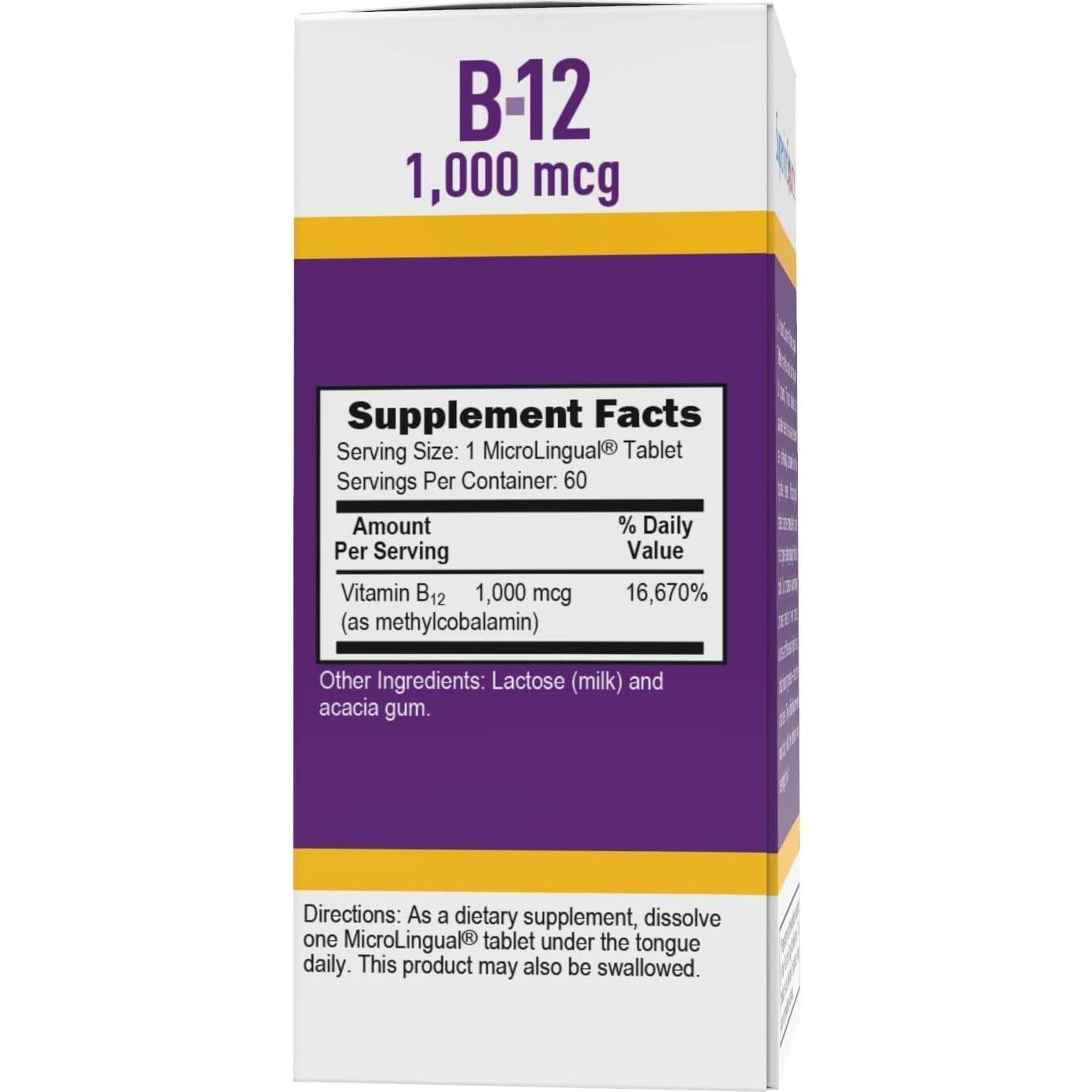 Vitamina B12 Sublingual 1000 mcg Superior Source - 60 Tabletas