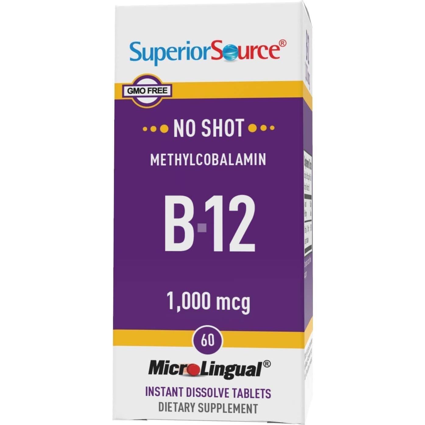 Vitamina B12 Sublingual 1000 mcg Superior Source - 60 Tabletas