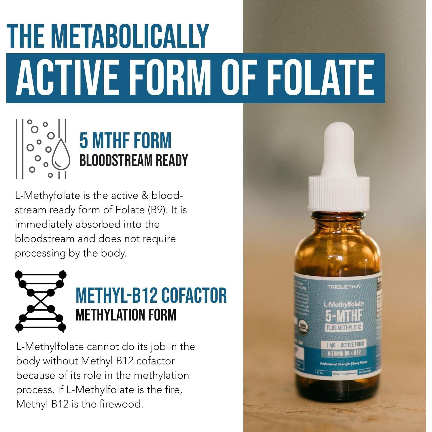 Folate Metílico Orgánico 1000 mcg Triquetra Health 29.57 ml