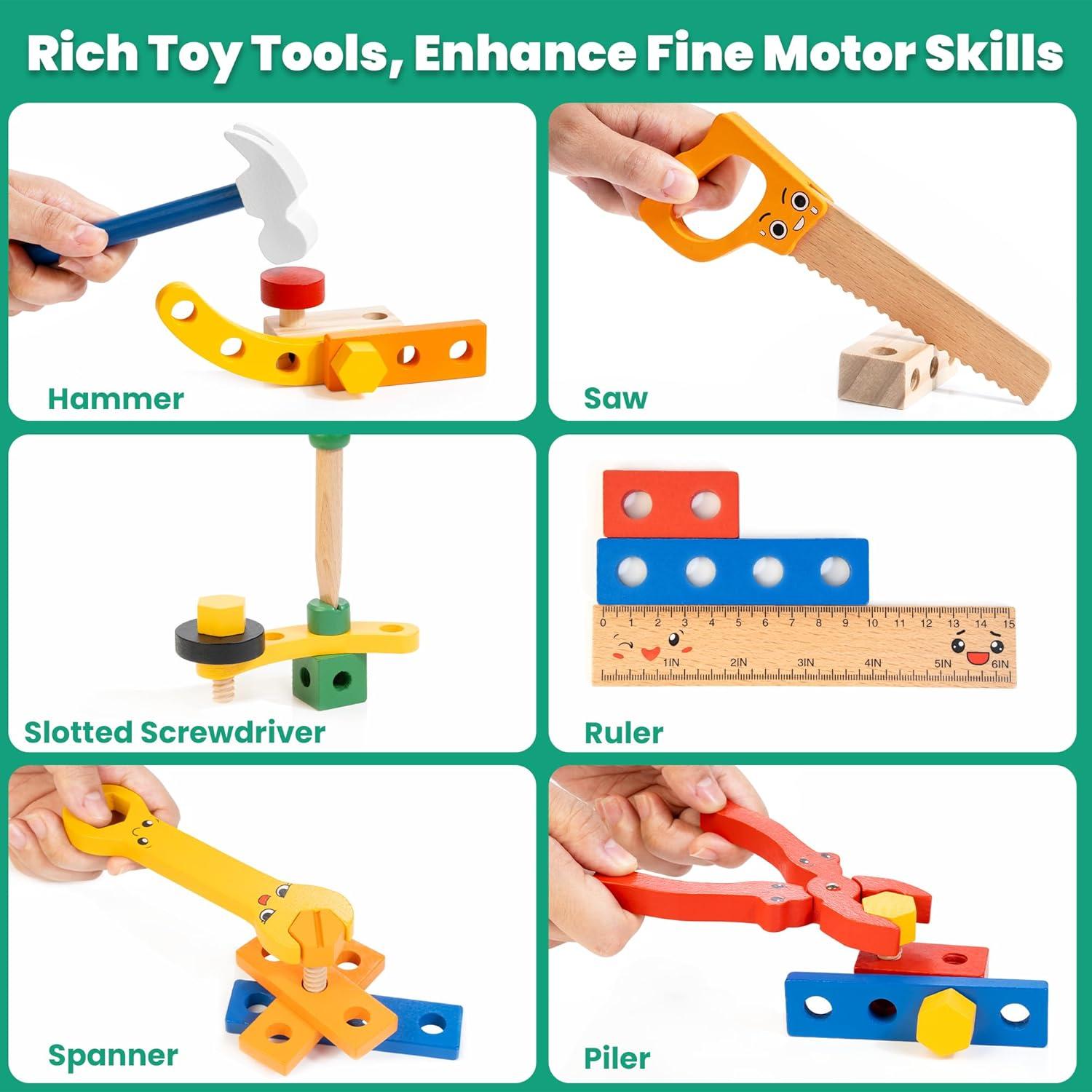 Conjunto de Herramientas de Madera WOOOMAM 90 PCS para Niños