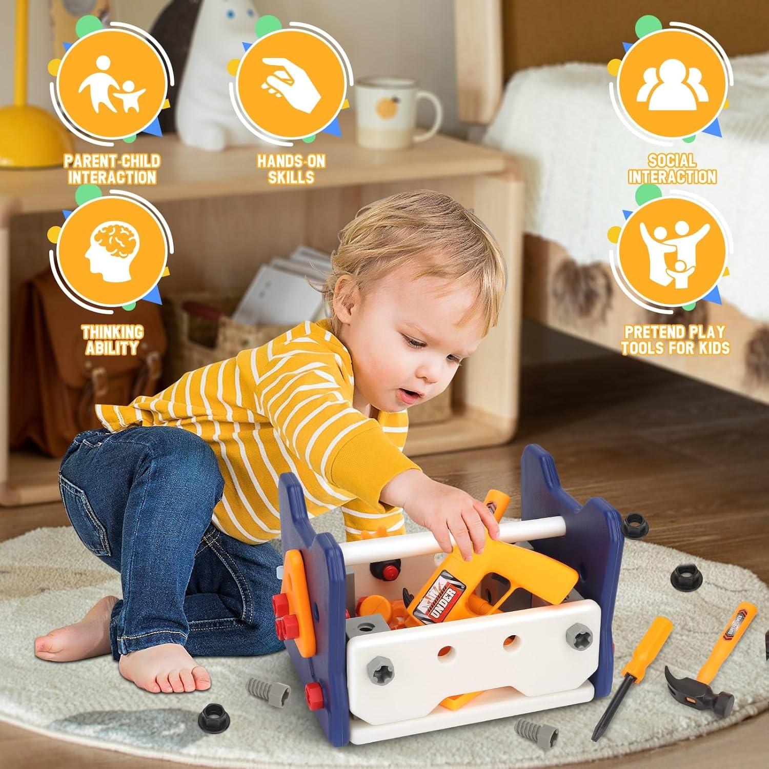 Juego de Herramientas para Niños Whimtoyland 58 PZS con Taladro