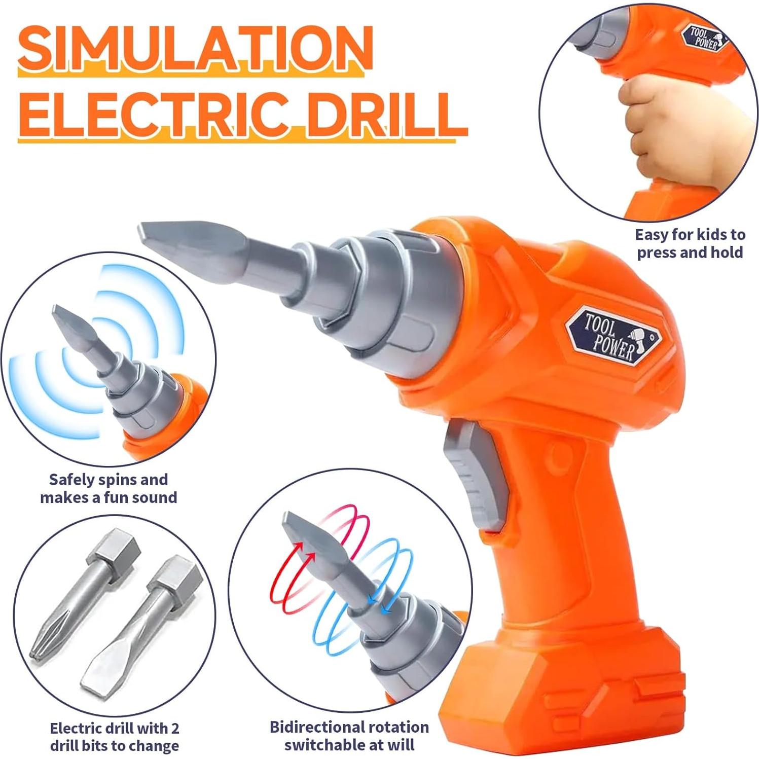 Juego de Herramientas para Niños Whimtoyland 58 PZS con Taladro