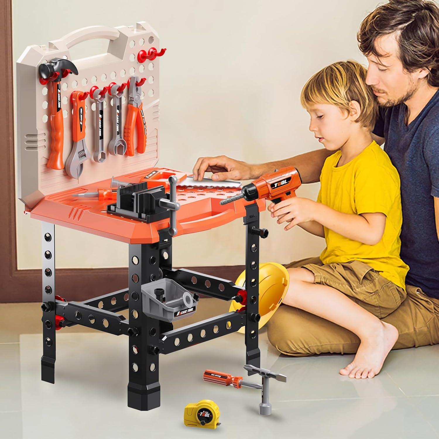 Banco de herramientas para niños BHYDRY 91 piezas con taladro