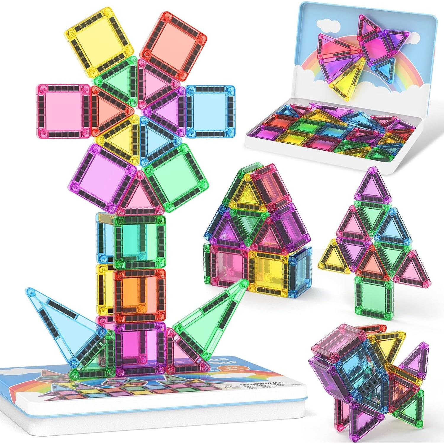 Set de 40 Piezas de Azulejos Magnéticos Mini Hunloot - Juguetes Educativos para Niños de 3 a 8 Años