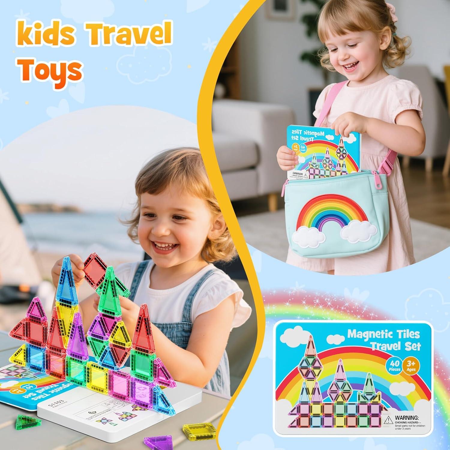 Set de 40 Piezas de Azulejos Magnéticos Mini Hunloot - Juguetes Educativos para Niños de 3 a 8 Años